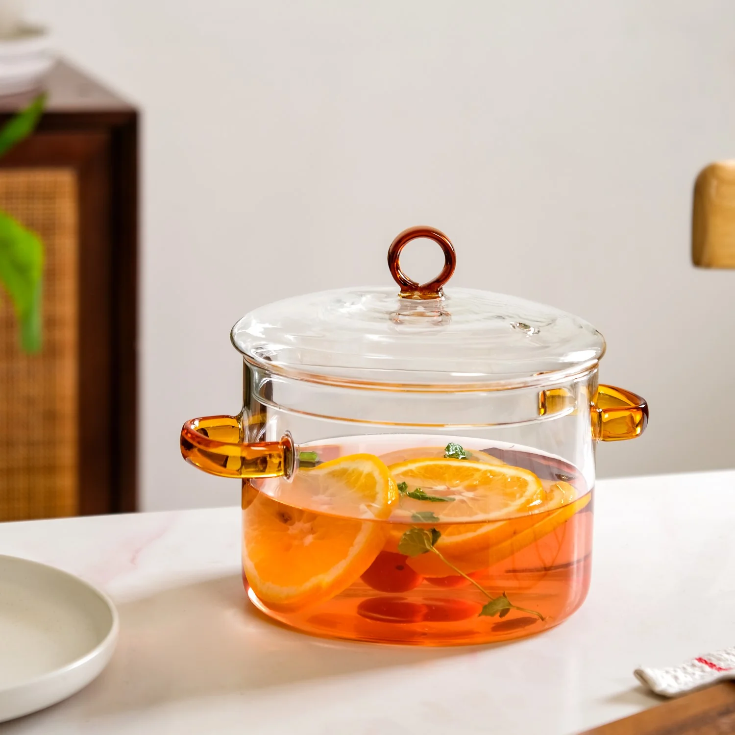 Borosilicate Cooking Pot With Amber Handles 1600ml - Image 7