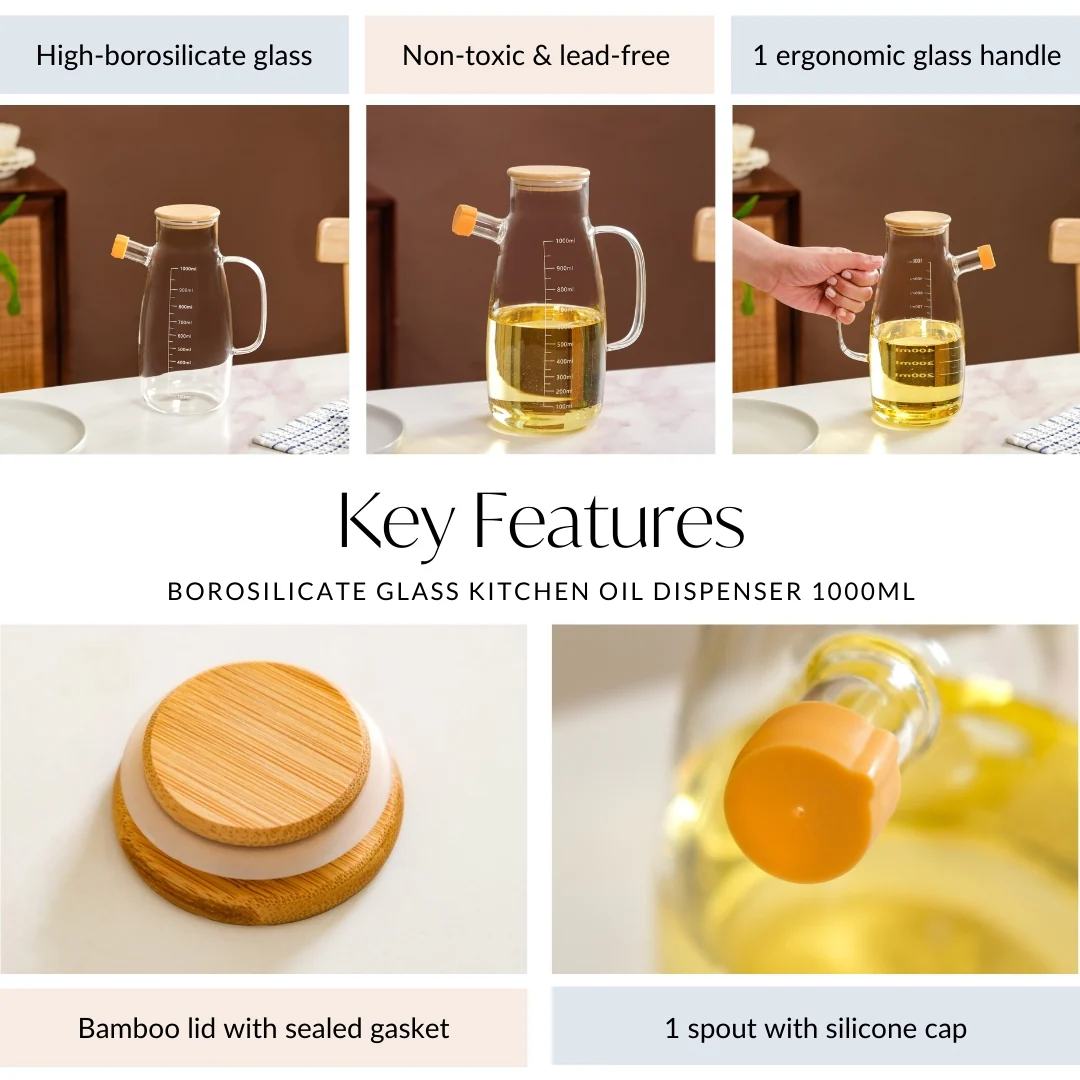 Borosilicate Glass Kitchen Oil Dispenser 1000ml - Image 5
