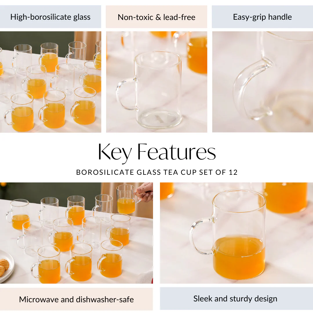 Borosilicate Glass Tea Cup Set Of 12 200ml - Image 5