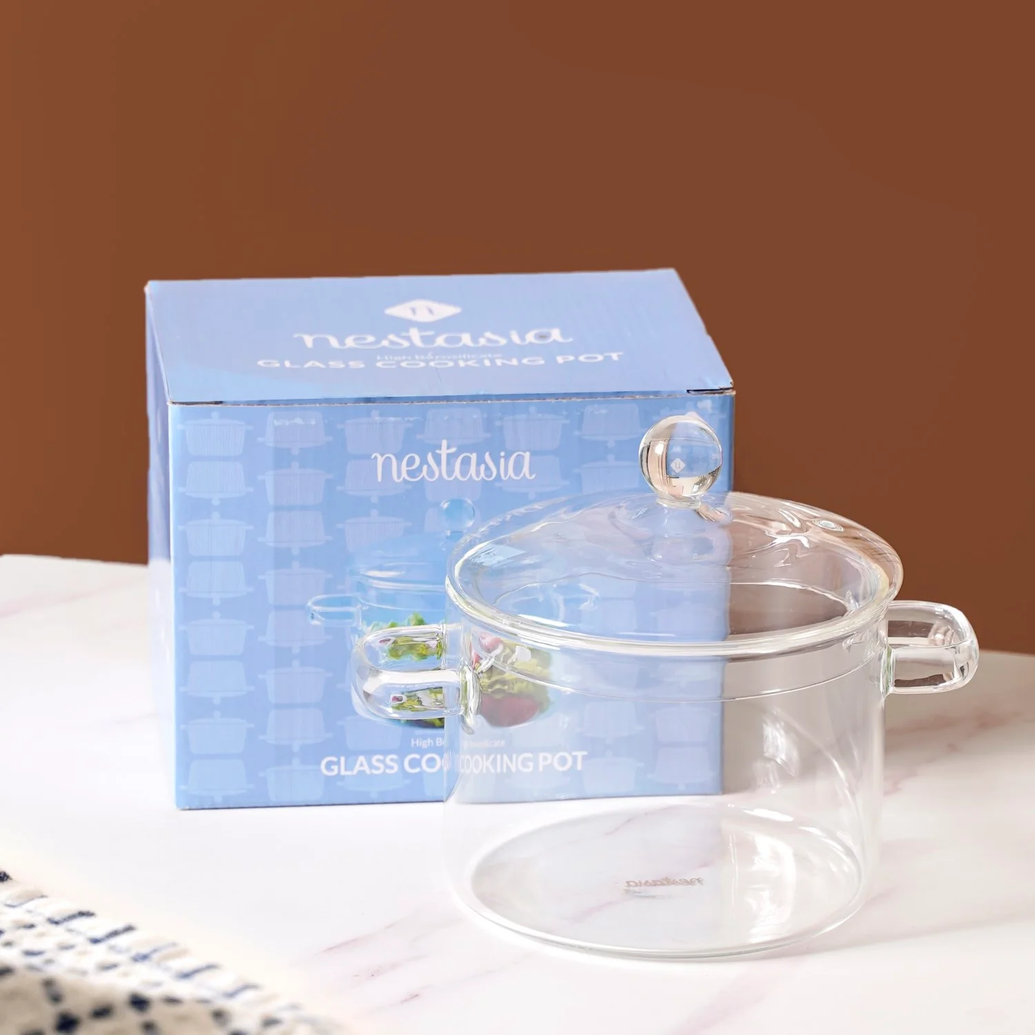 Borosilicate Stovetop Glass Cooking Pot With Lid 1300ml - Image 9