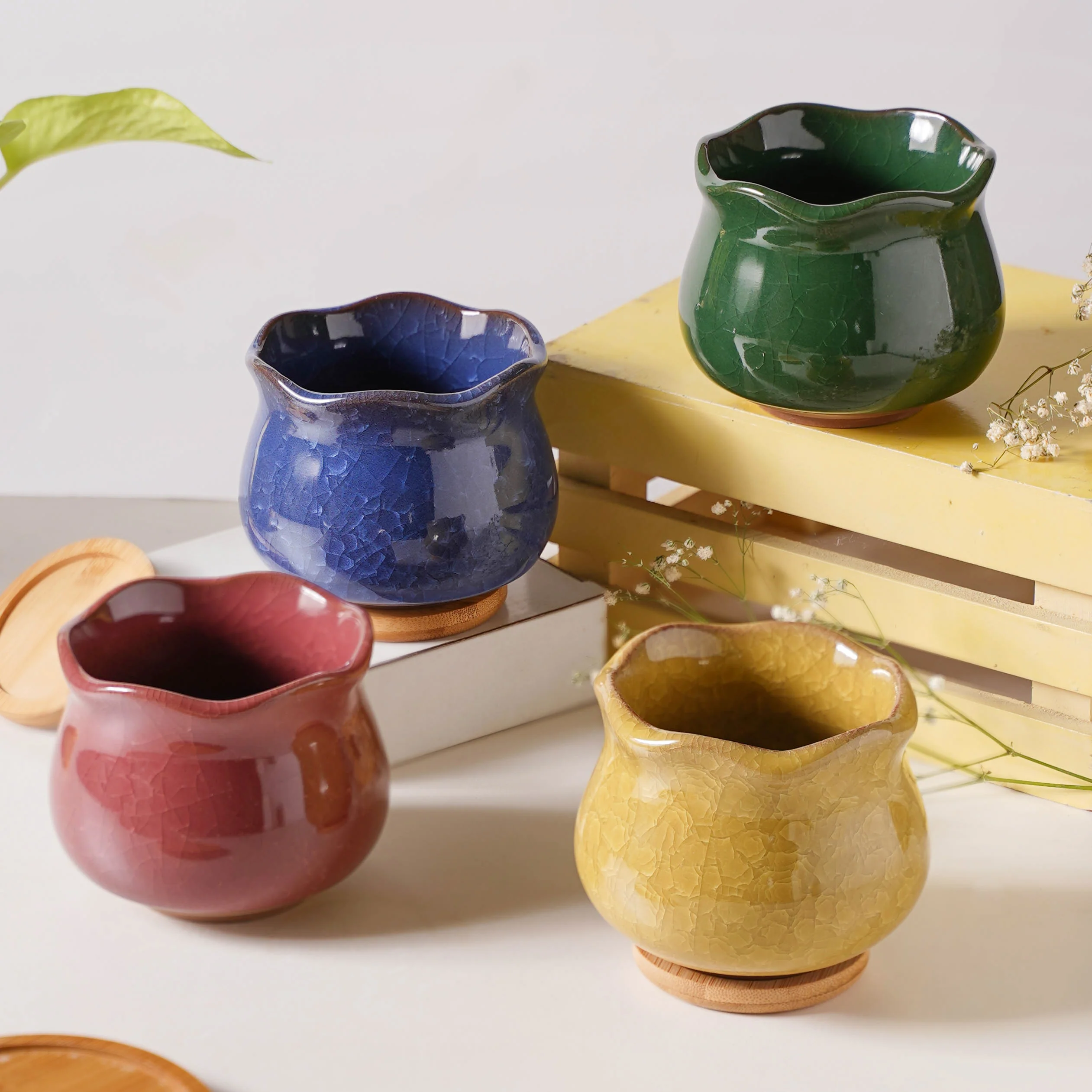 Botanica Brown Ceramic Planter With Coaster - Image 9