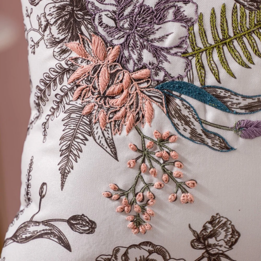 Bouquet Cushion Cover With Hand Embroidery 16 x 16 Inch - Image 3