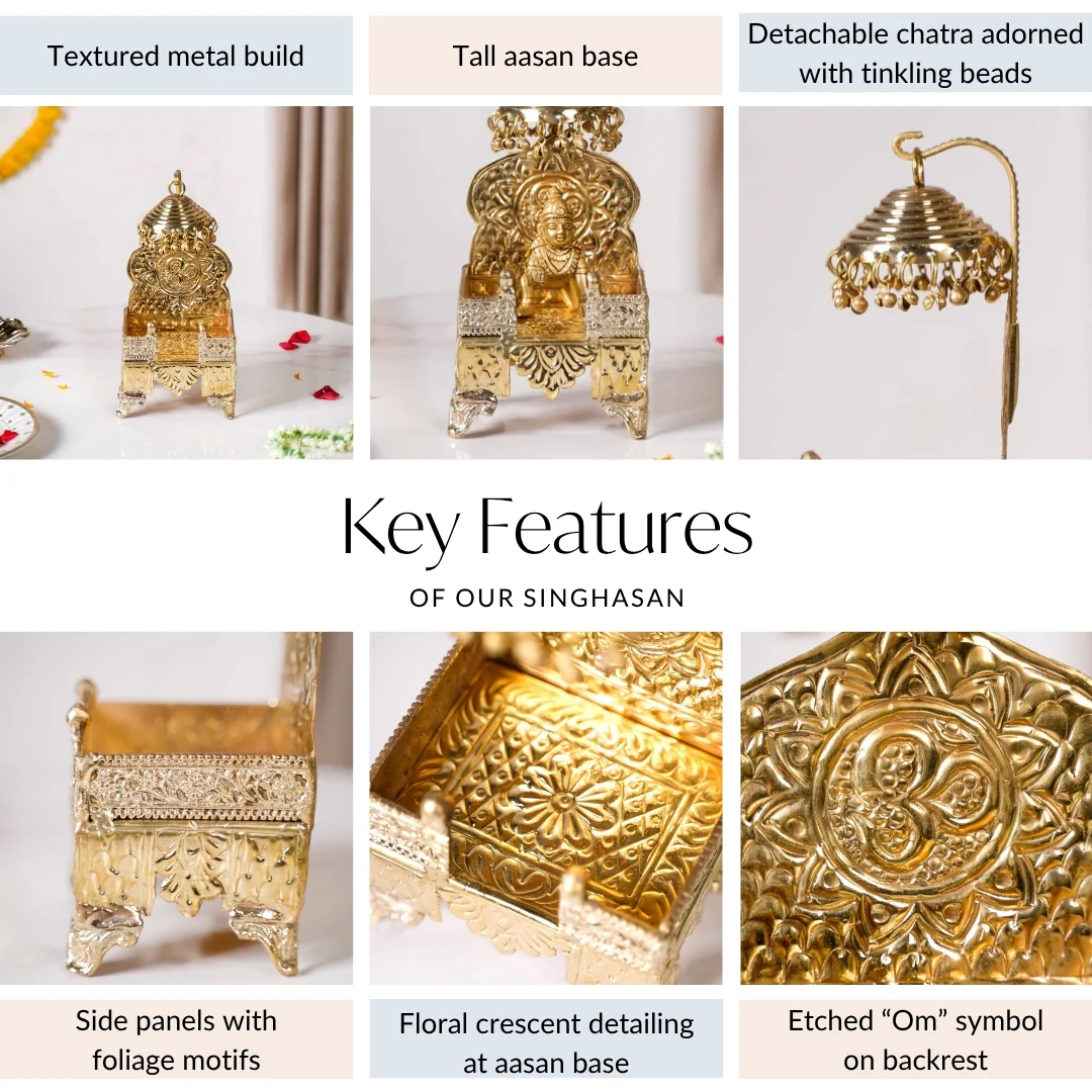 Brass Singhasan With Detachable Chatra - Image 5
