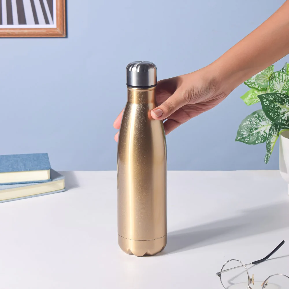 Stainless Steel Water Bottle Gold 500ml - Image 2