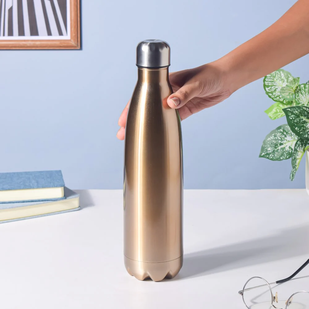 Stainless Steel Water Bottle Gold 750ml - Image 2