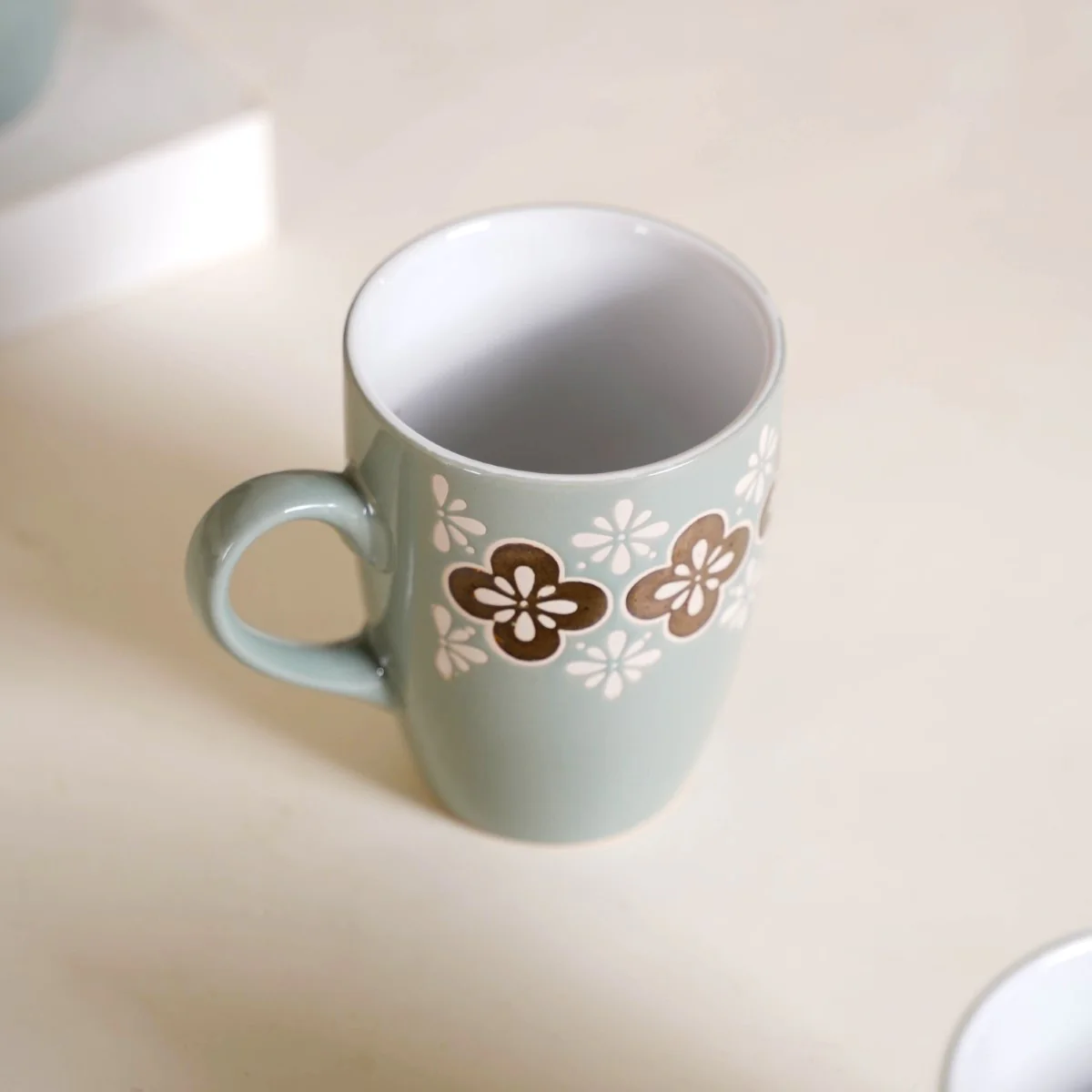 Bronze Flowers Sage Blue Coffee Mug Set Of 6 350ml - Image 7