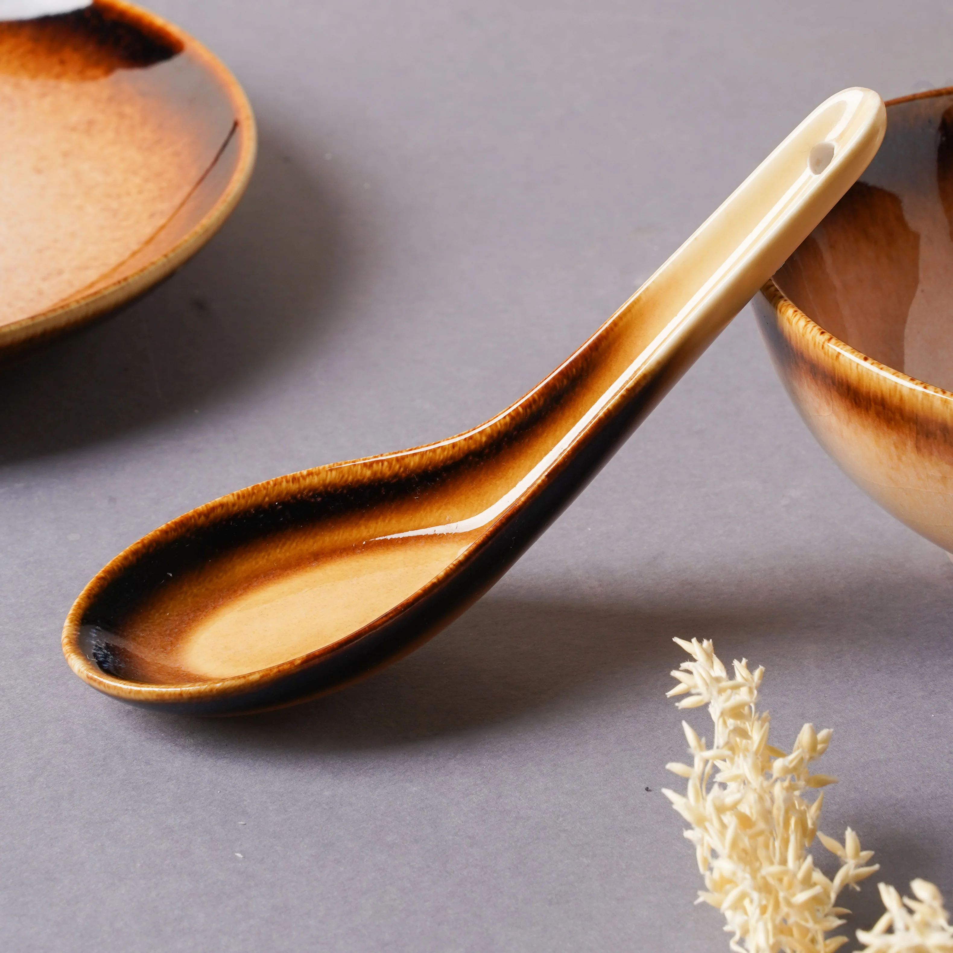 Brown Ceramic dinner set components For One - Image 10