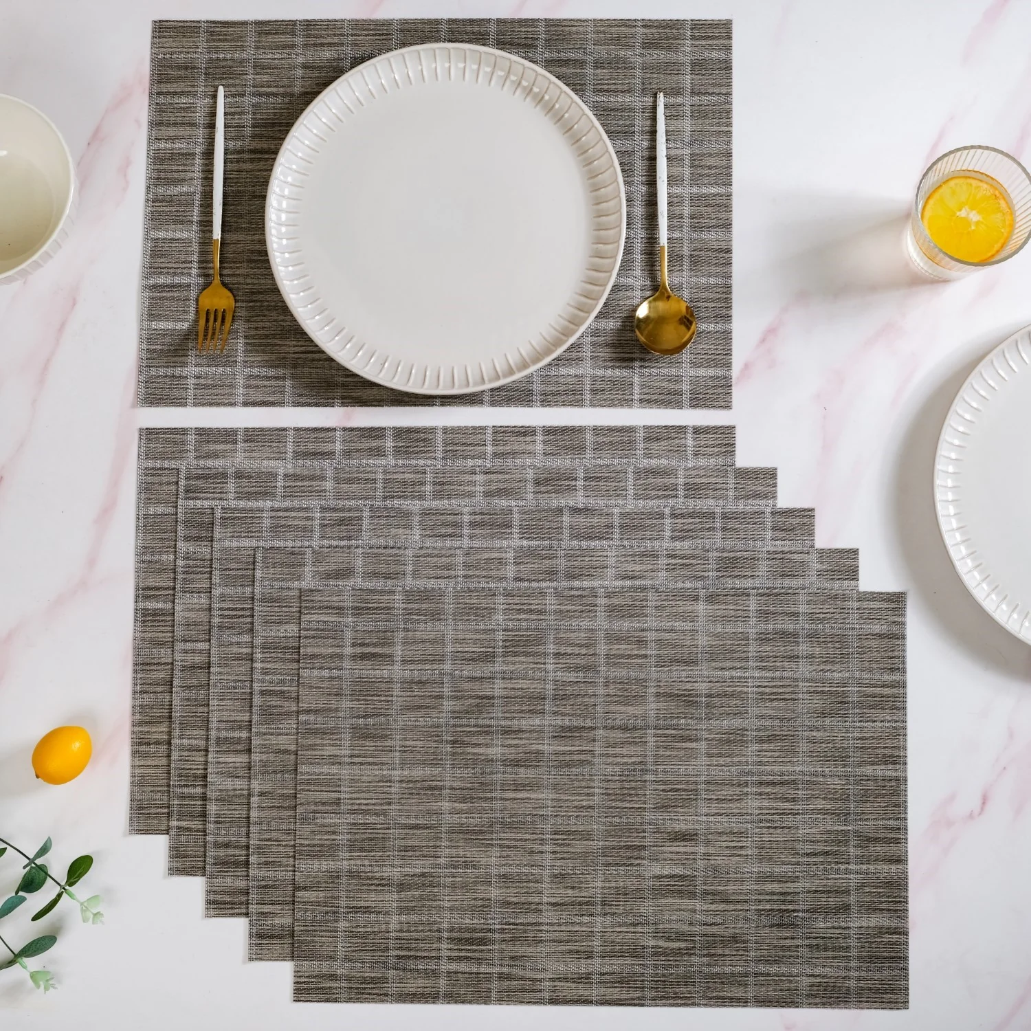 Brown Novelty Checks Placemat Set Of 6 - Image 7