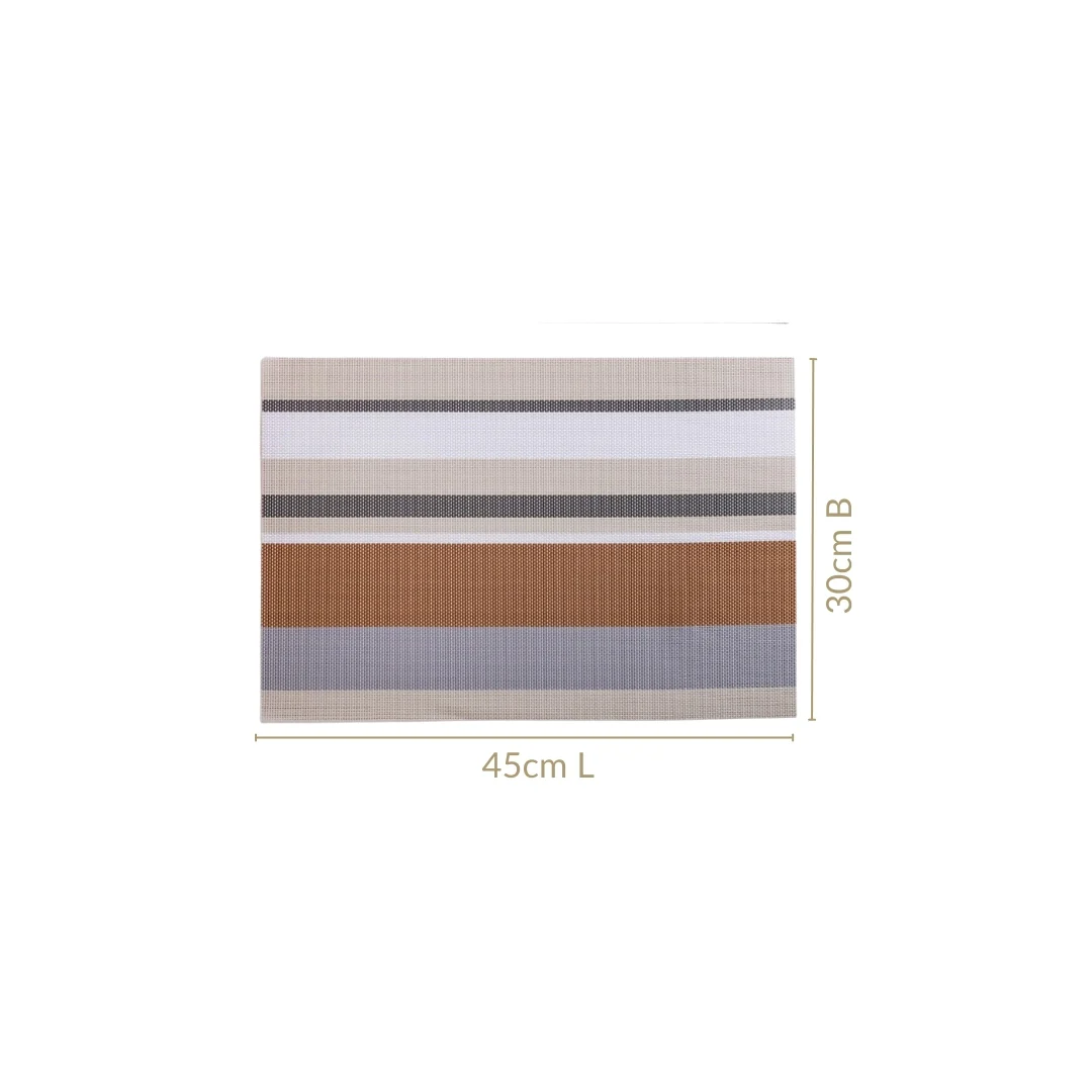 Brown Stripes Dining Table Mats Set Of 6 - Image 4