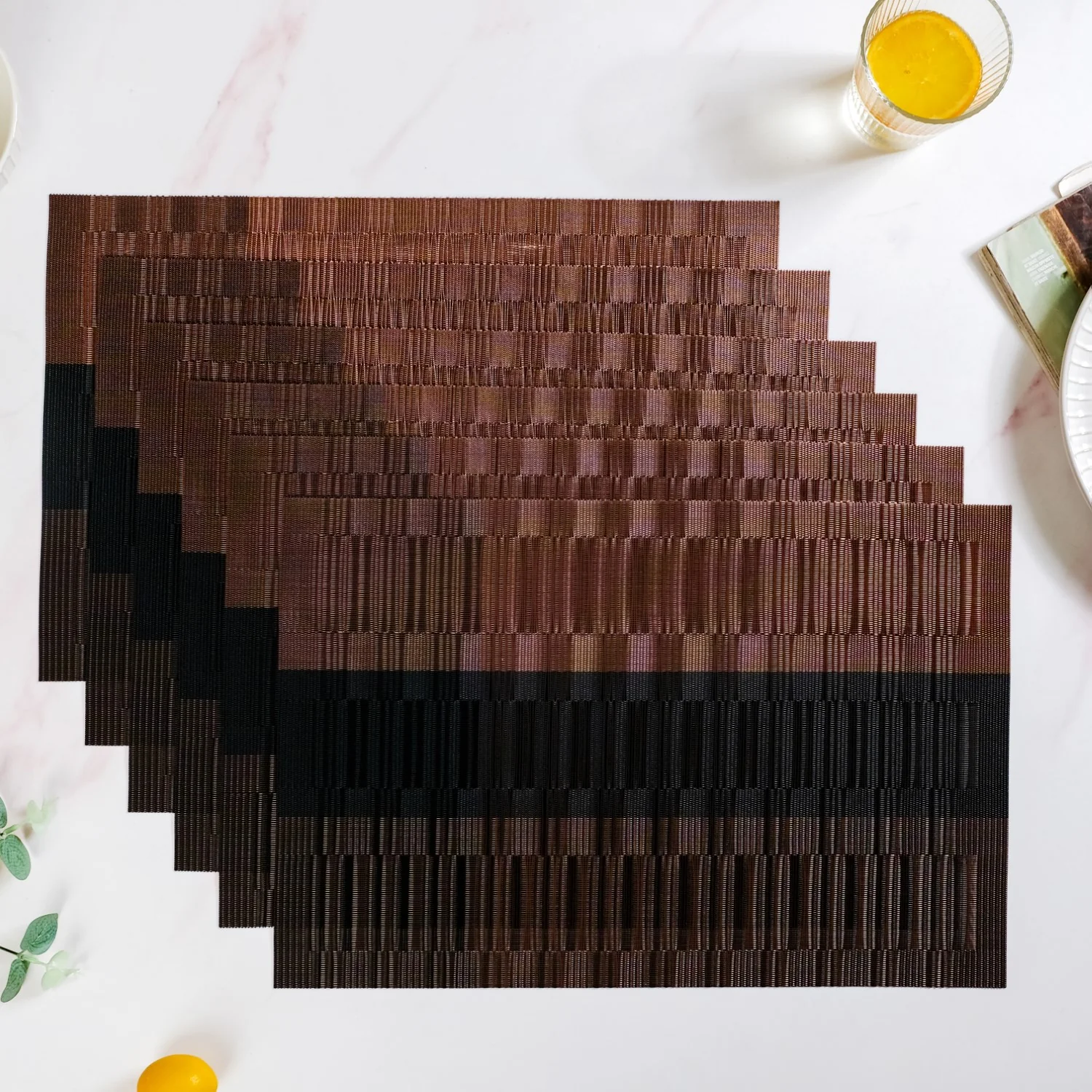 Brown Textured Mat Set Of 6 - Image 2