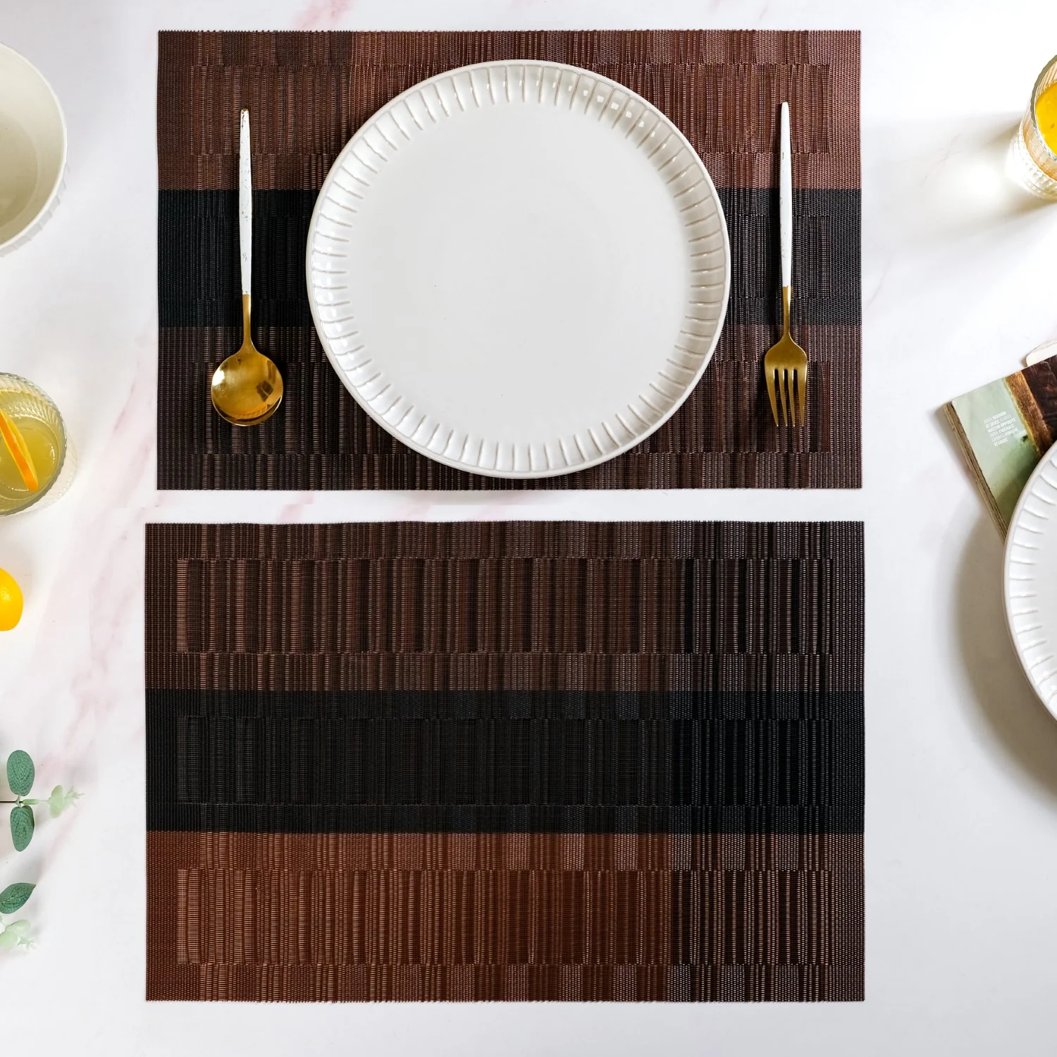 Brown Textured Mat Set Of 6 - Image 7