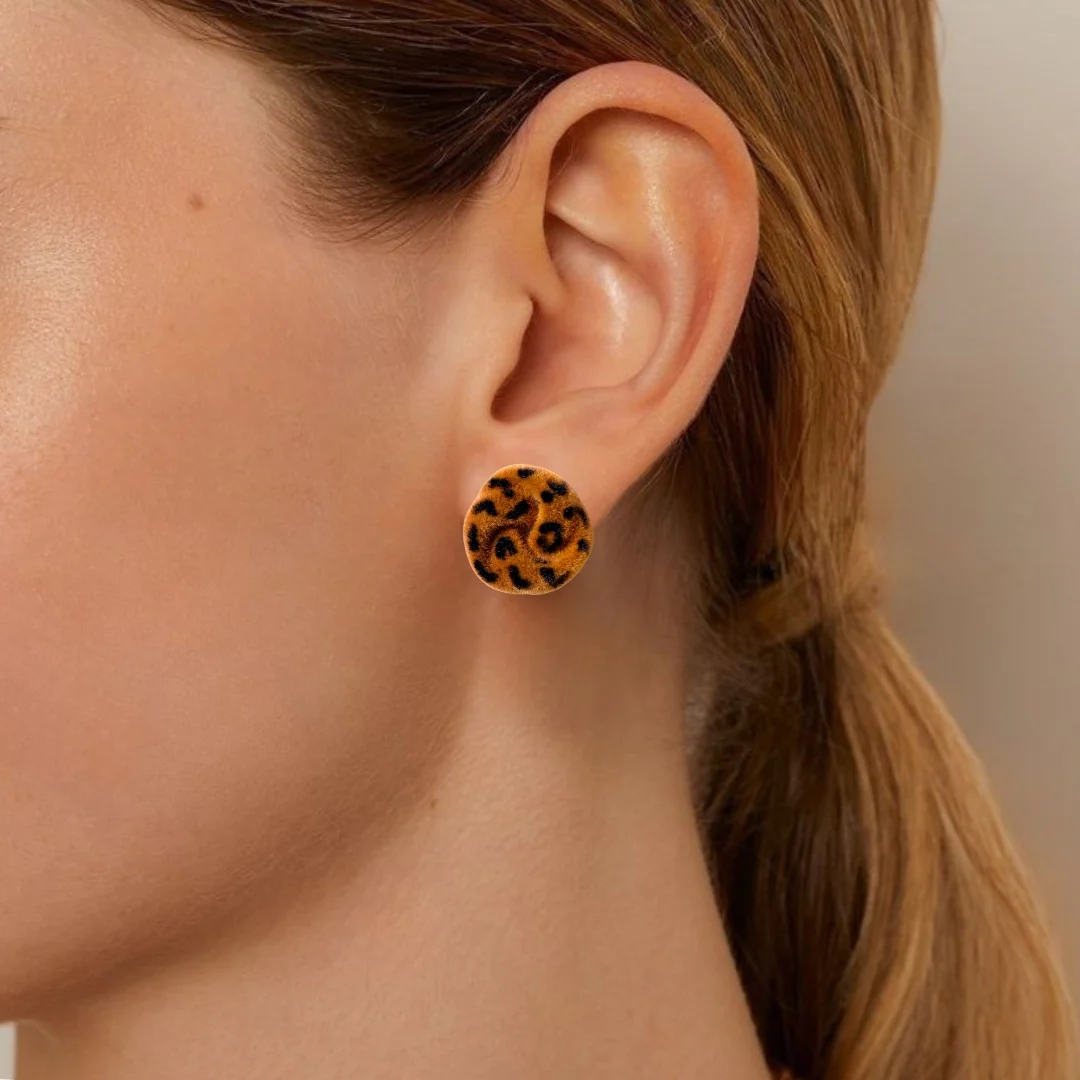Brown Velvet Swirl Stud Earrings - Image 5