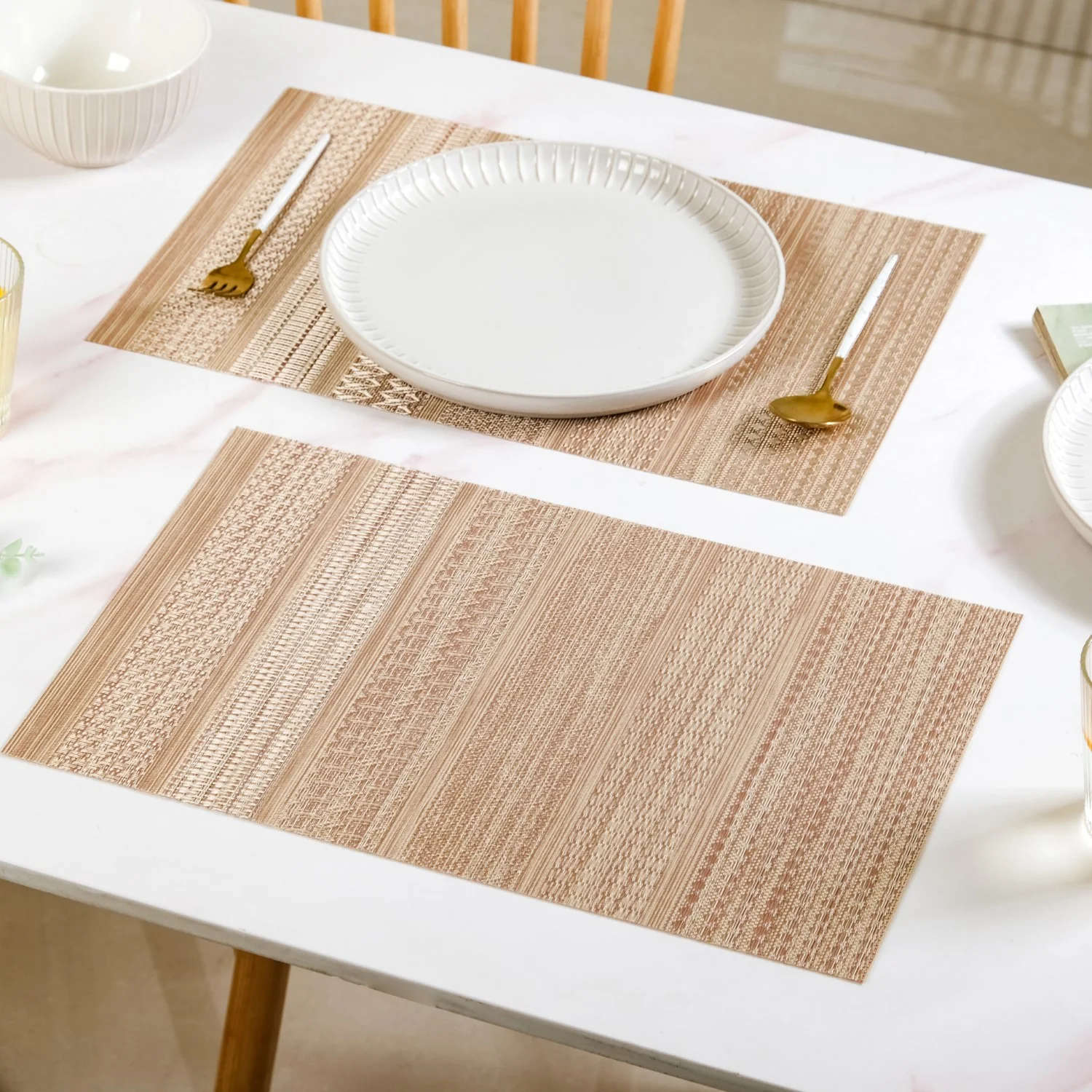 Brownish Beige Dinner Table Mat Set Of 6 - Image 8