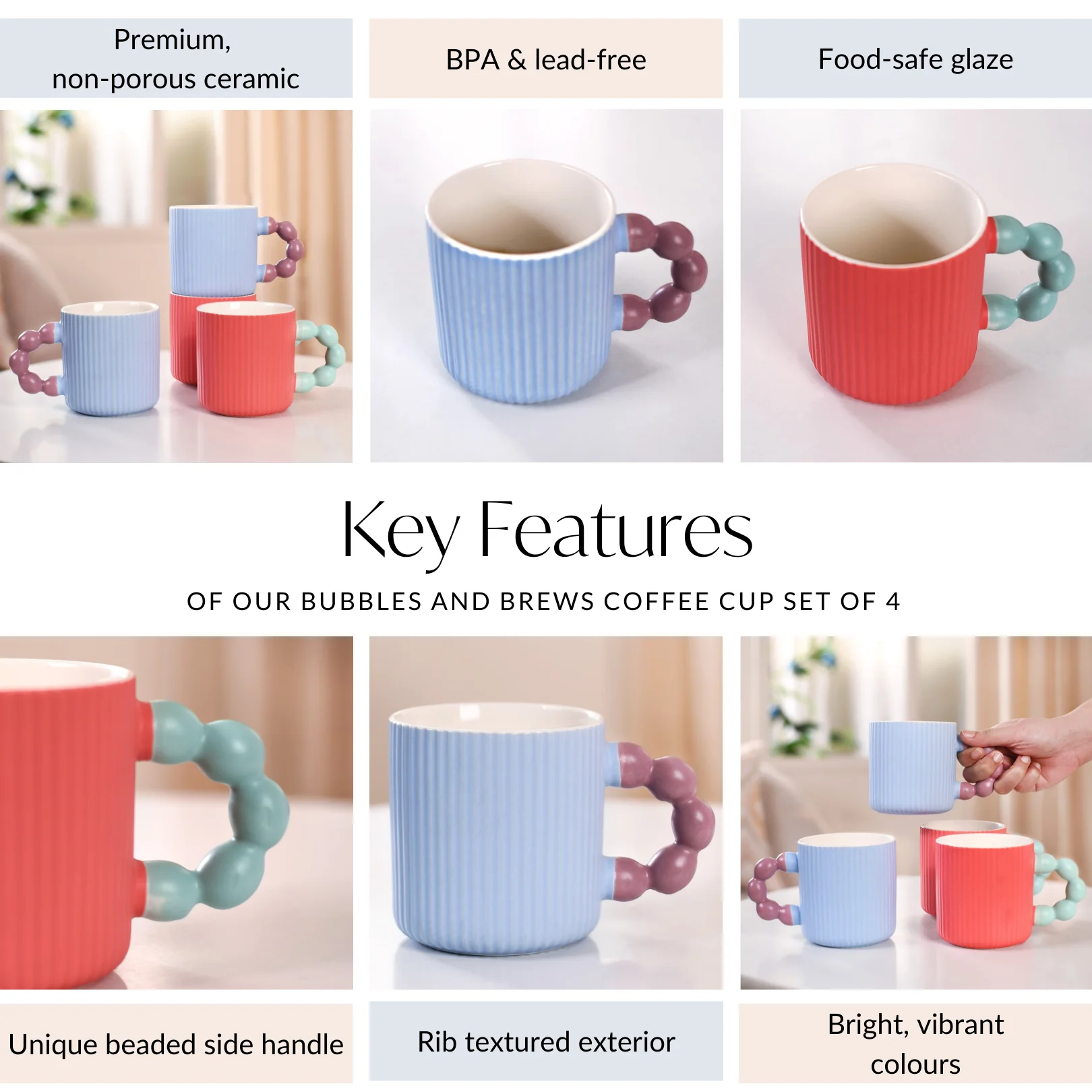 Bubbles And Brews Coffee Cup Set Of 4 400ml - Image 5