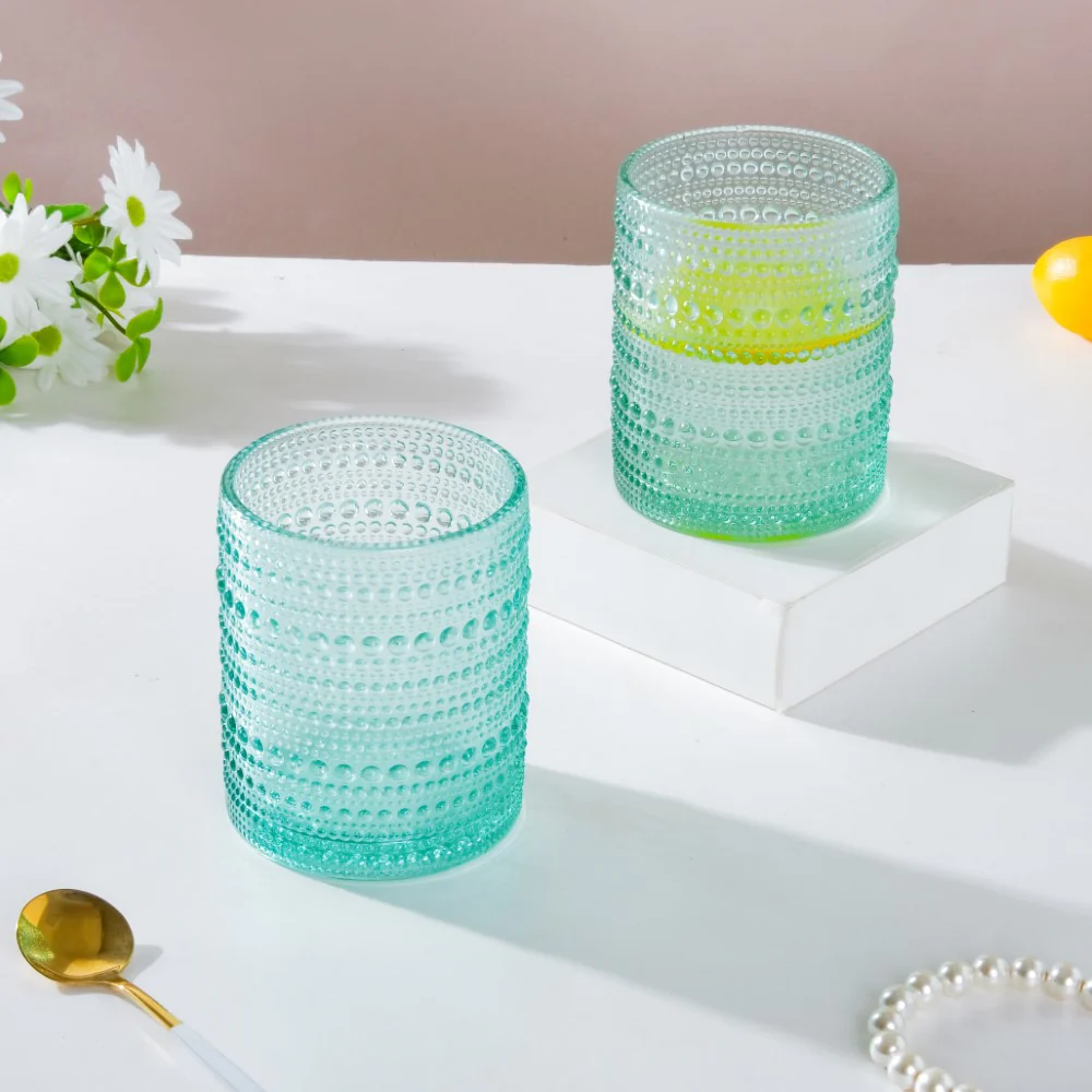 Bubbles Texture Glass Turquoise Set Of 6 250ml - Image 9