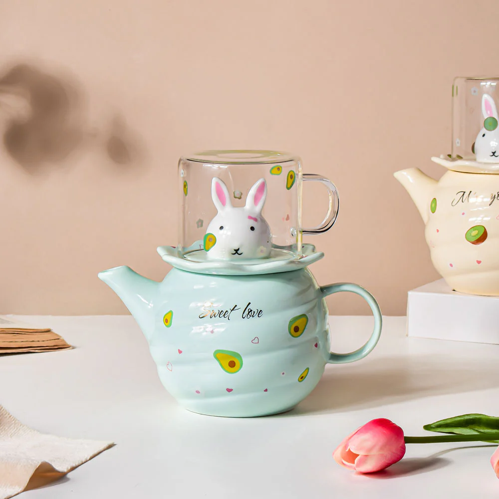 Bunny Tea Cup And Kettle Mint Green - Image 3