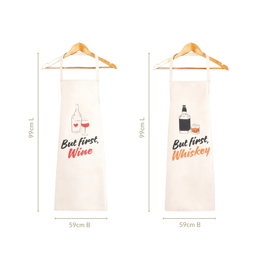 But First Whiskey And Wine Couple Apron Set Of 2 - Image 3