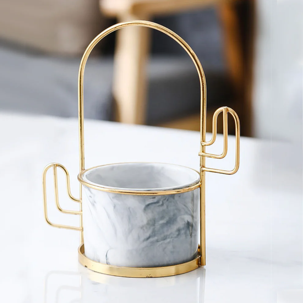 Cacti Frame Marble Ceramic Planter Grey - Image 2