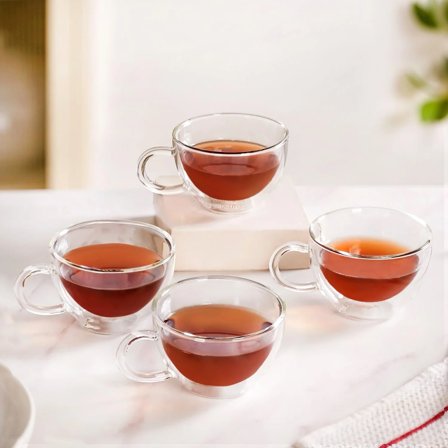 Cafe Style Glass Double Wall Tea Coffee Cup Set Of 4 190ml - Image 7