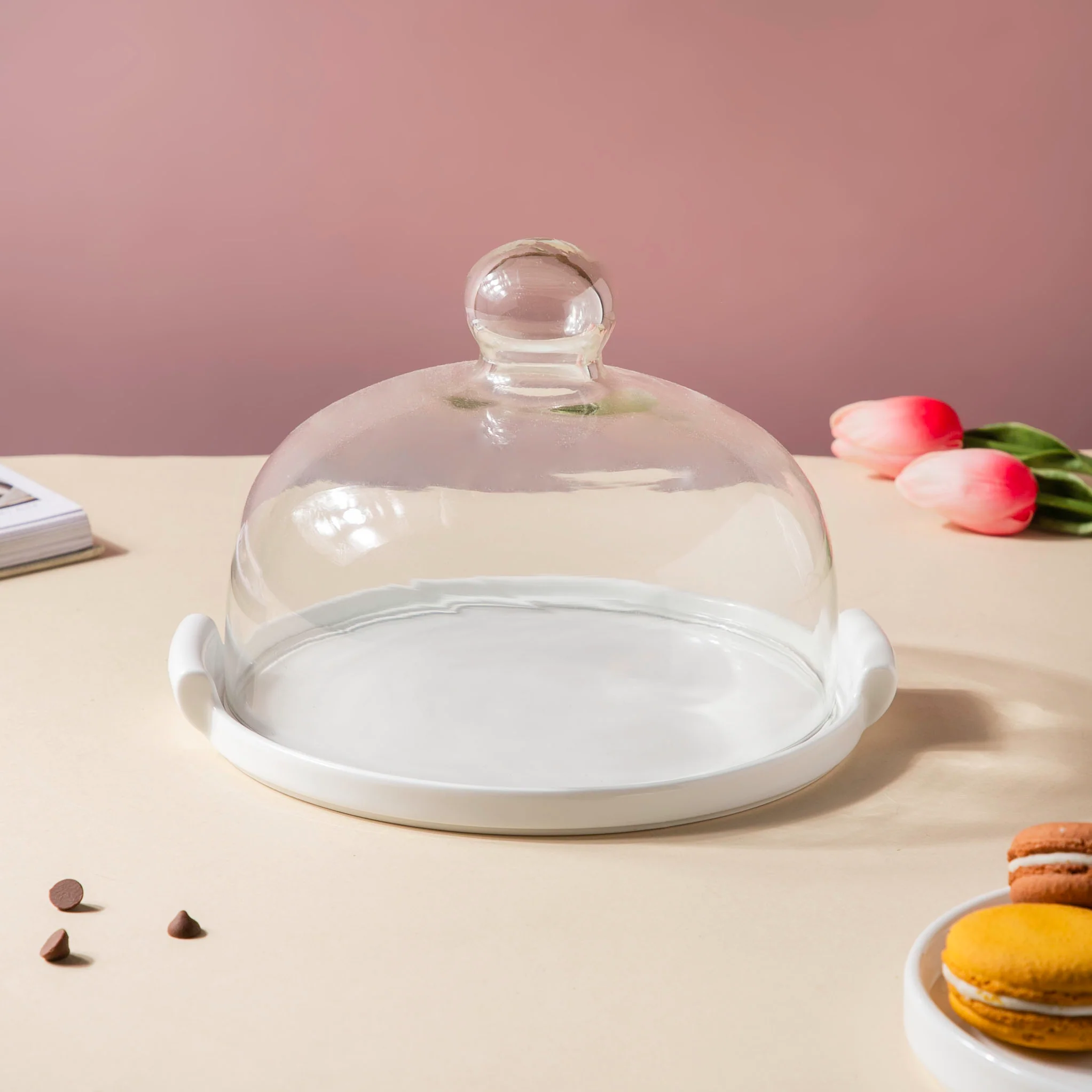 Cake Plate With Cover White 8.5 Inch - Image 3