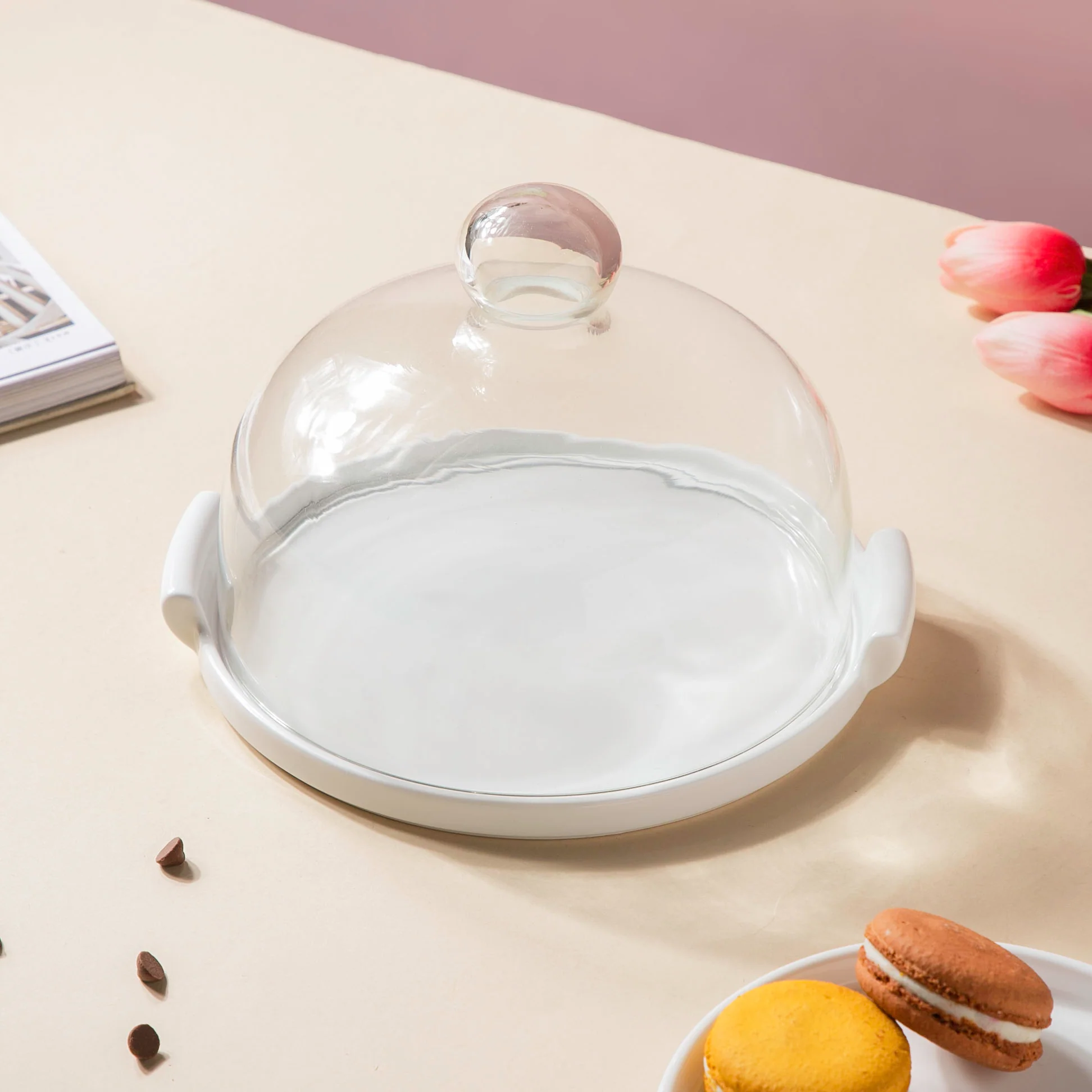 Cake Plate With Cover White 8.5 Inch - Image 6