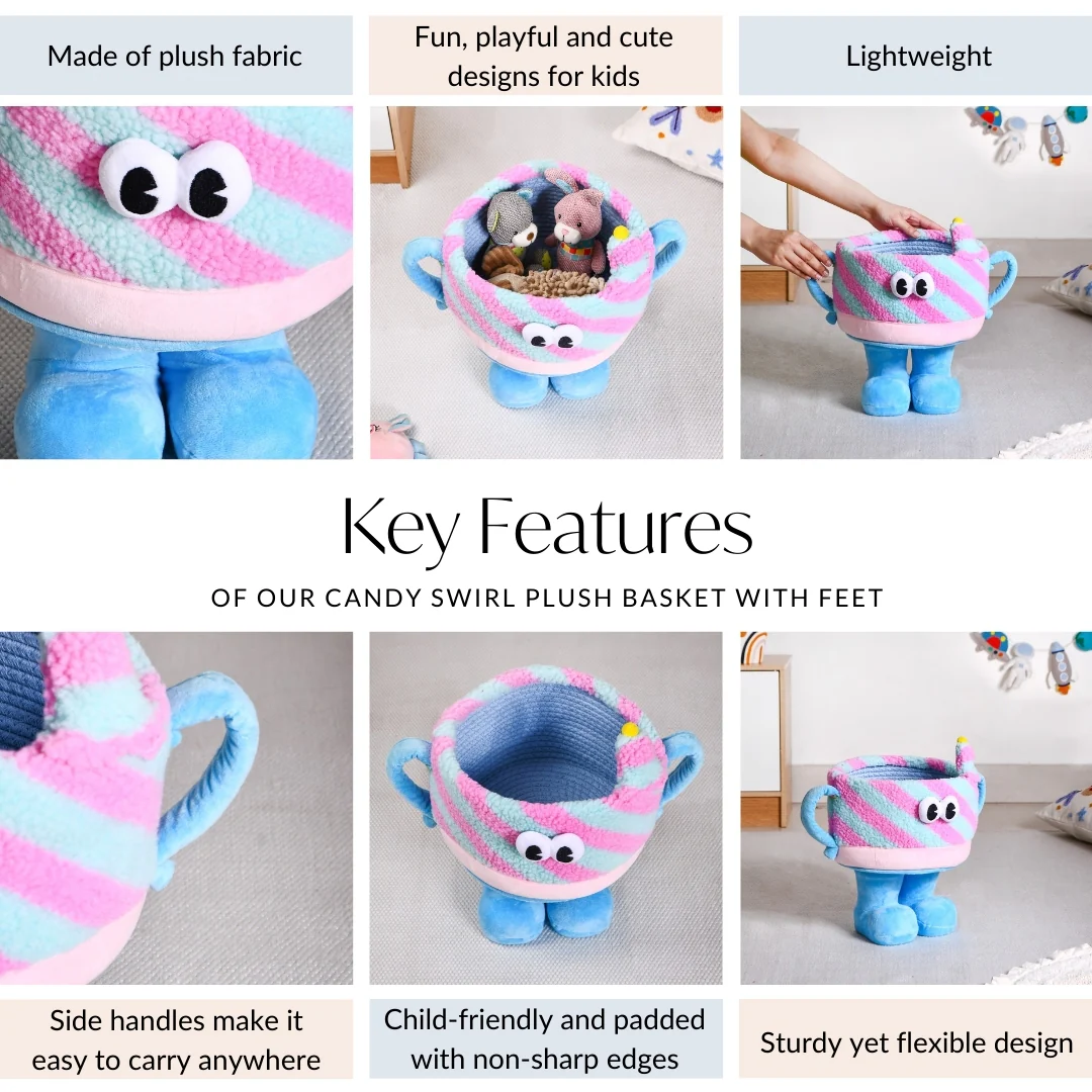 Candy Swirl Plush Basket With Feet - Image 5