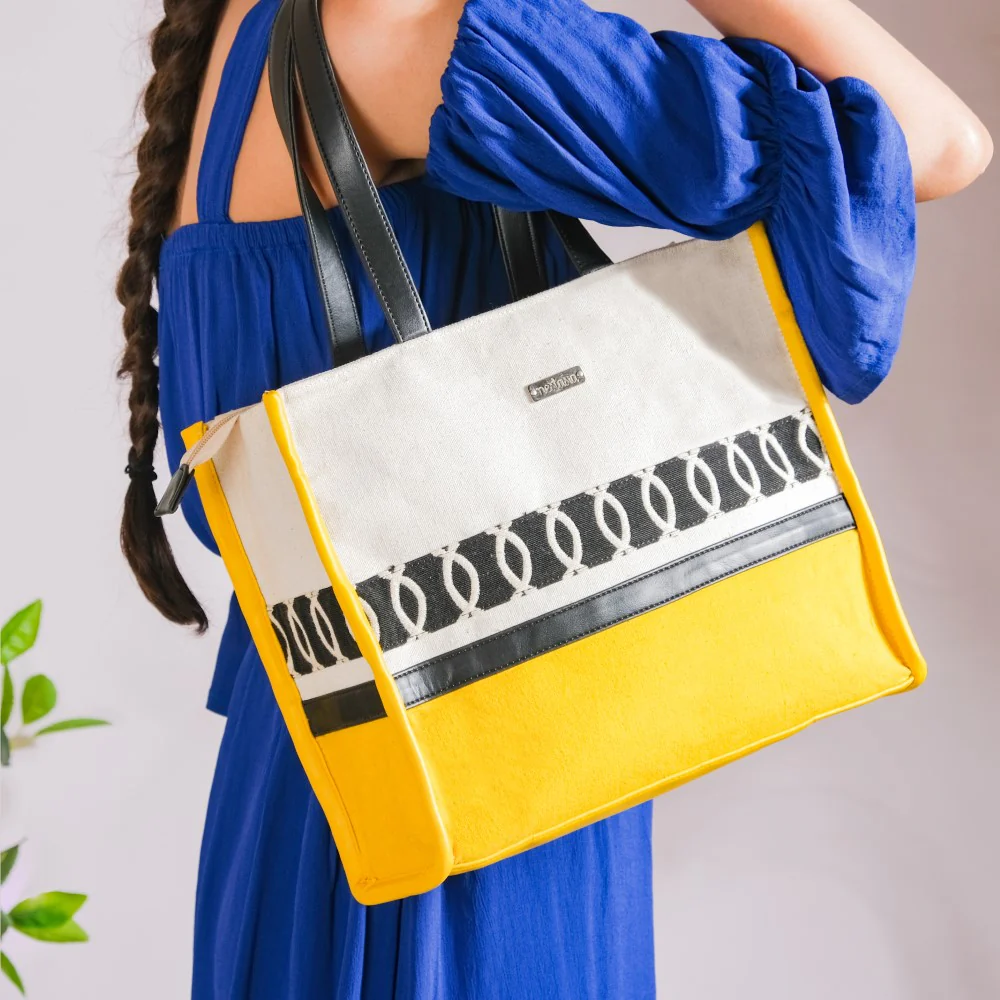 Canvas Cotton Tote Bag Yellow Small 12 x 10 Inch - Image 7