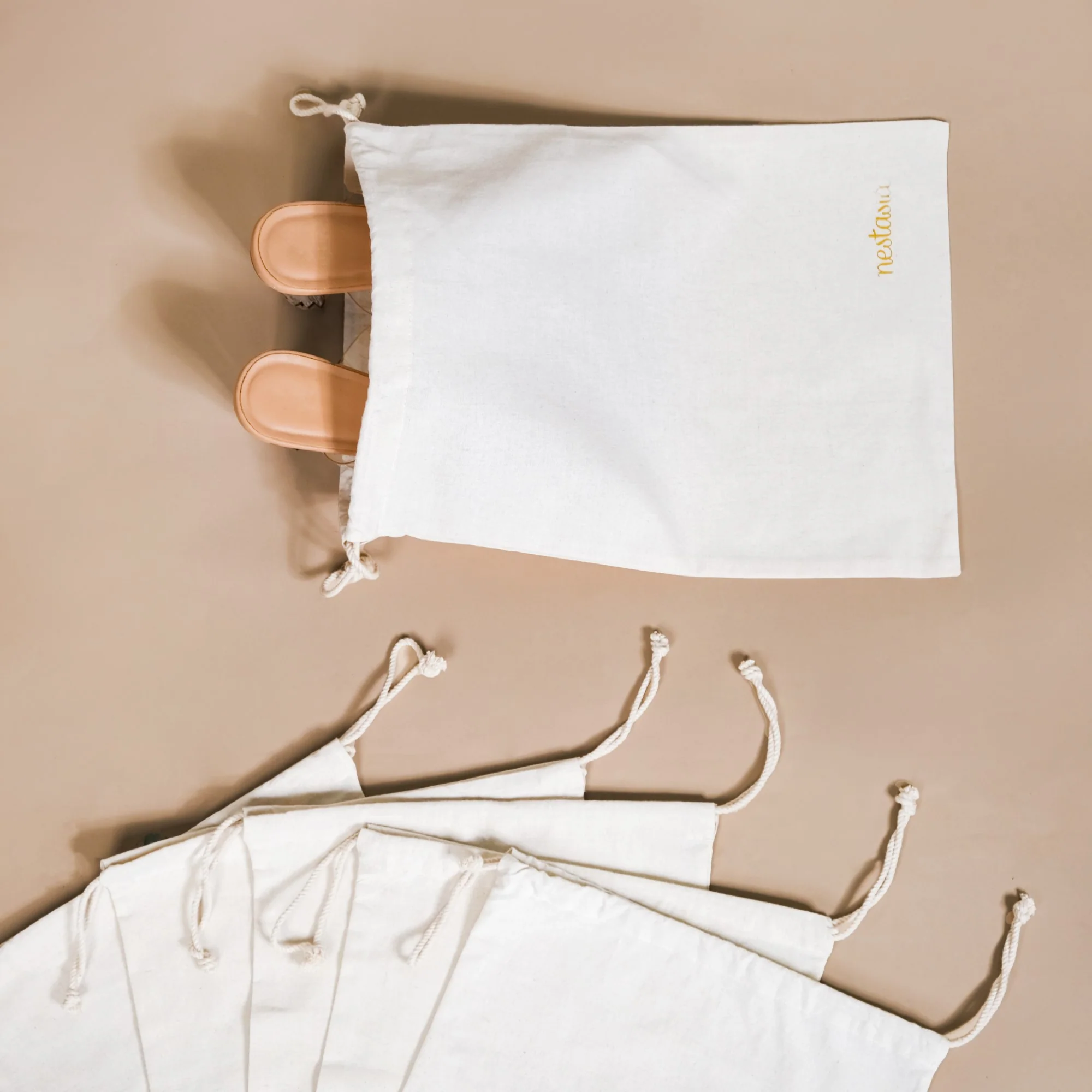 Canvas Shoe Storage Bag Set Of 6 - Image 2