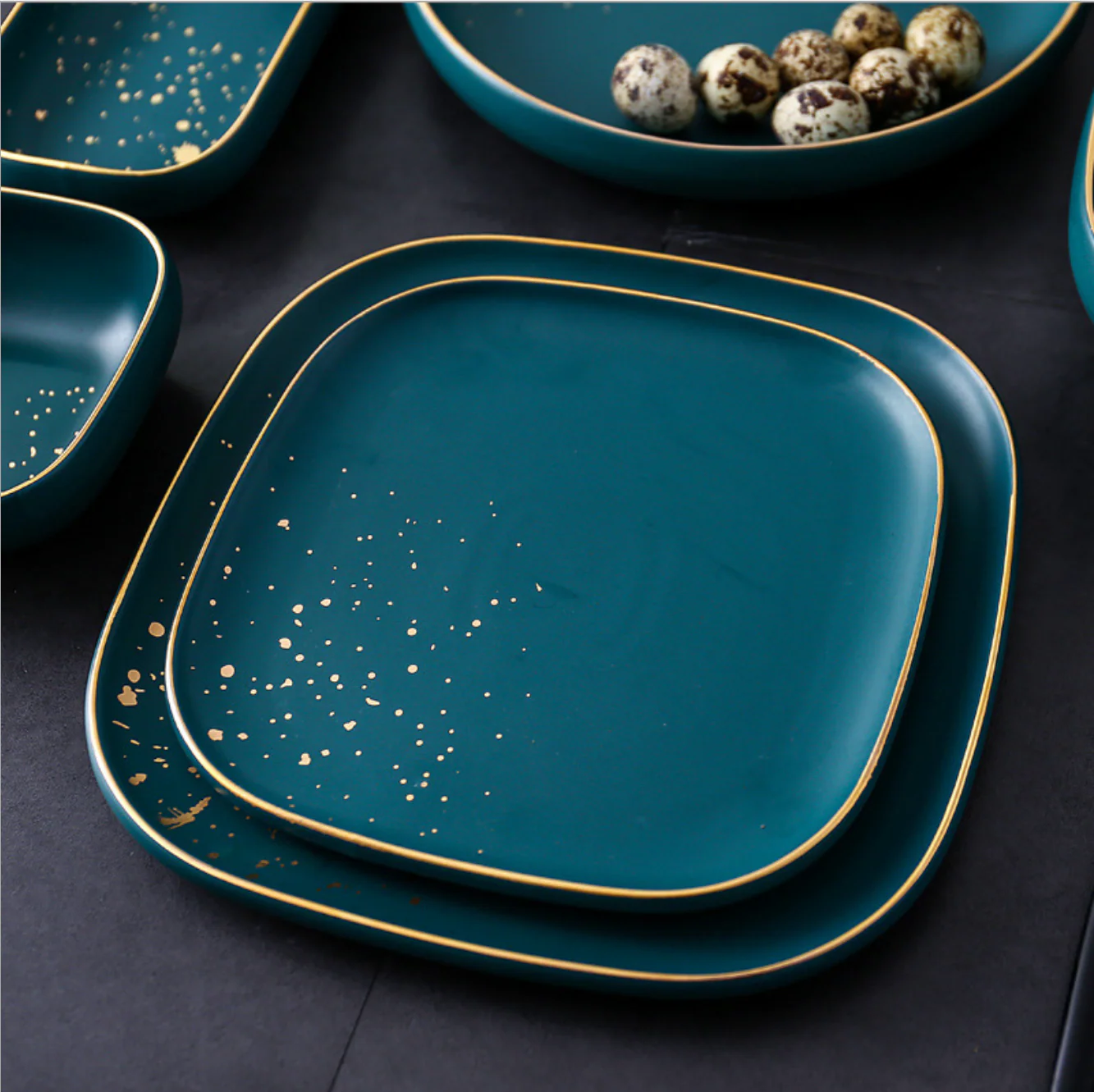 CARA square dinner plate - midnight green - Image 3