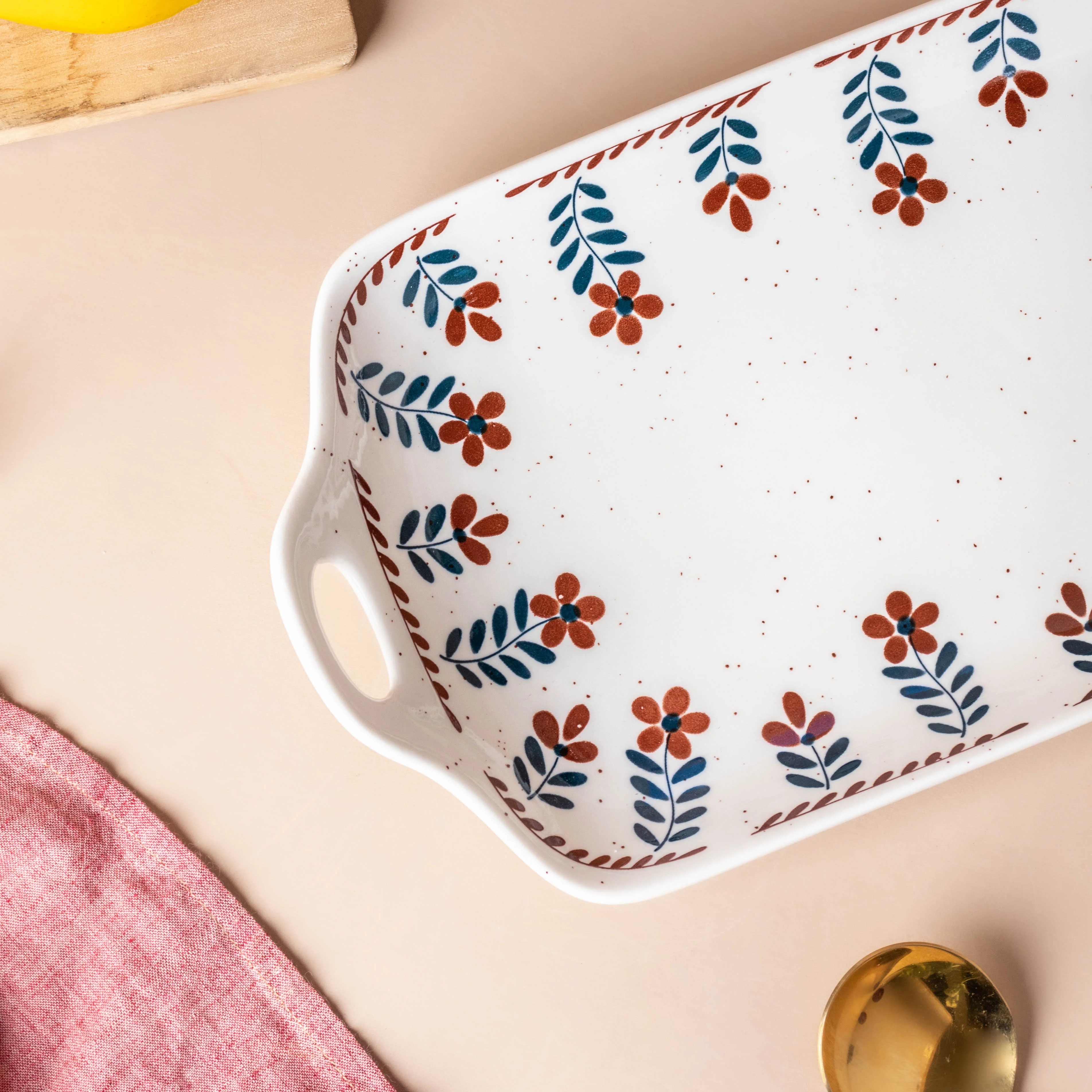 Carmella Floral Ceramic Tray With Handle - Image 6