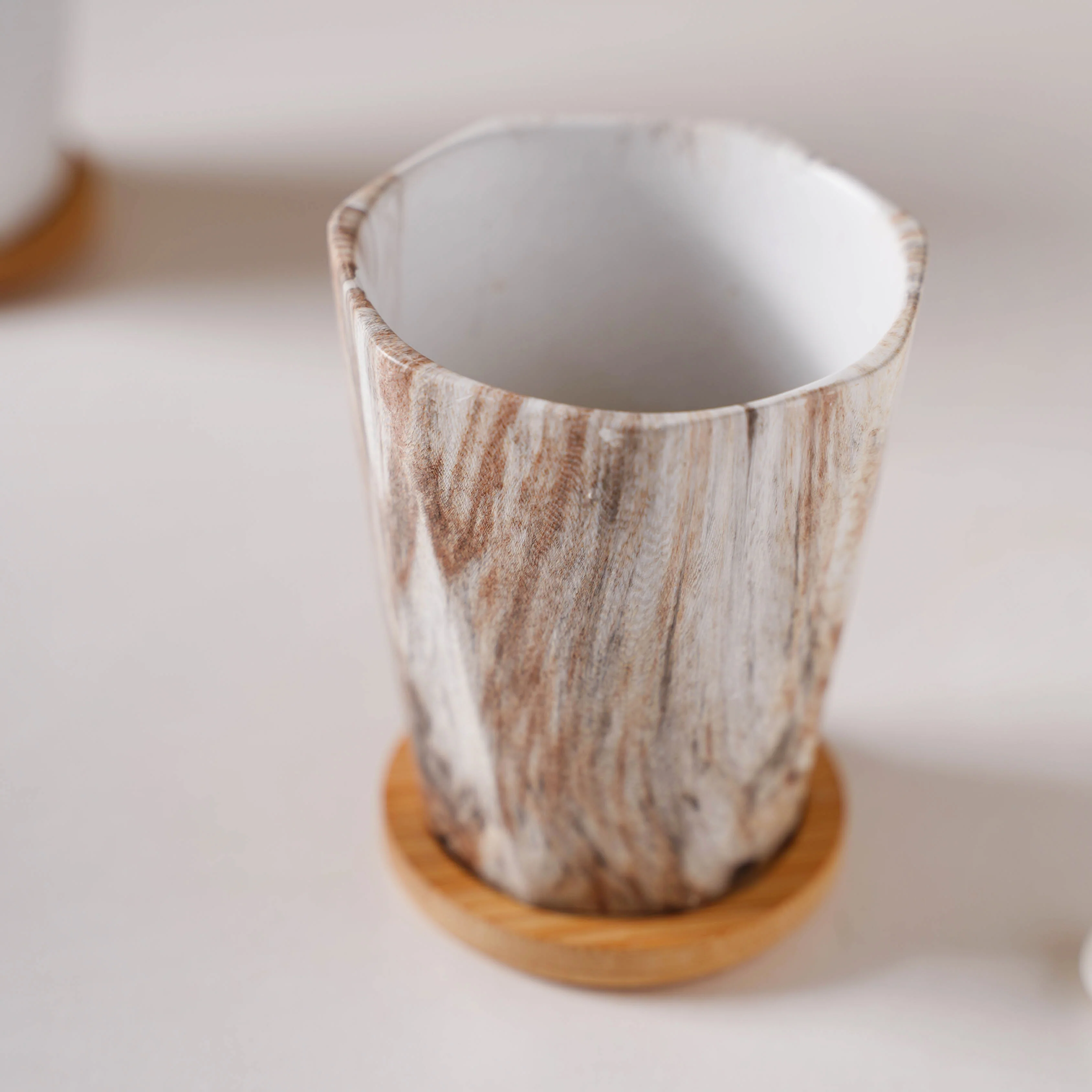 Carrara Limestone Planter With Coaster - Image 7