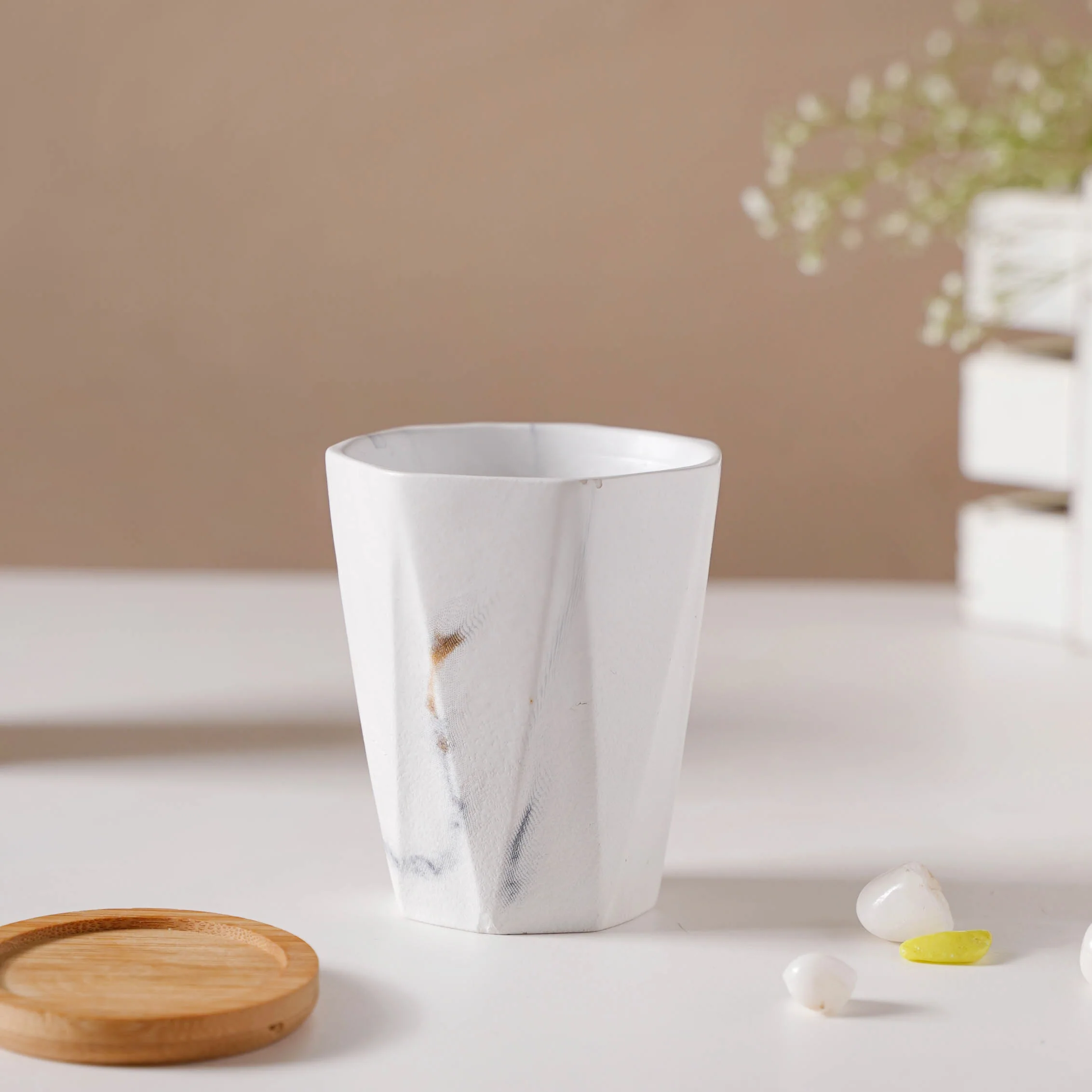 Carrara Marble Planter With Coaster - Image 6