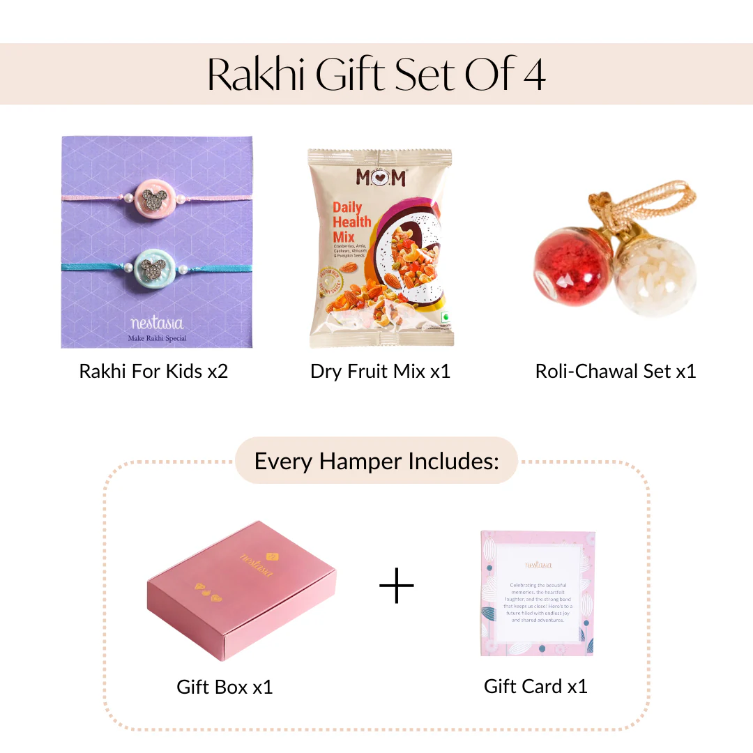 Cartoon Rakhi Duo For Children Set Of 4 With Box And Card - Image 5