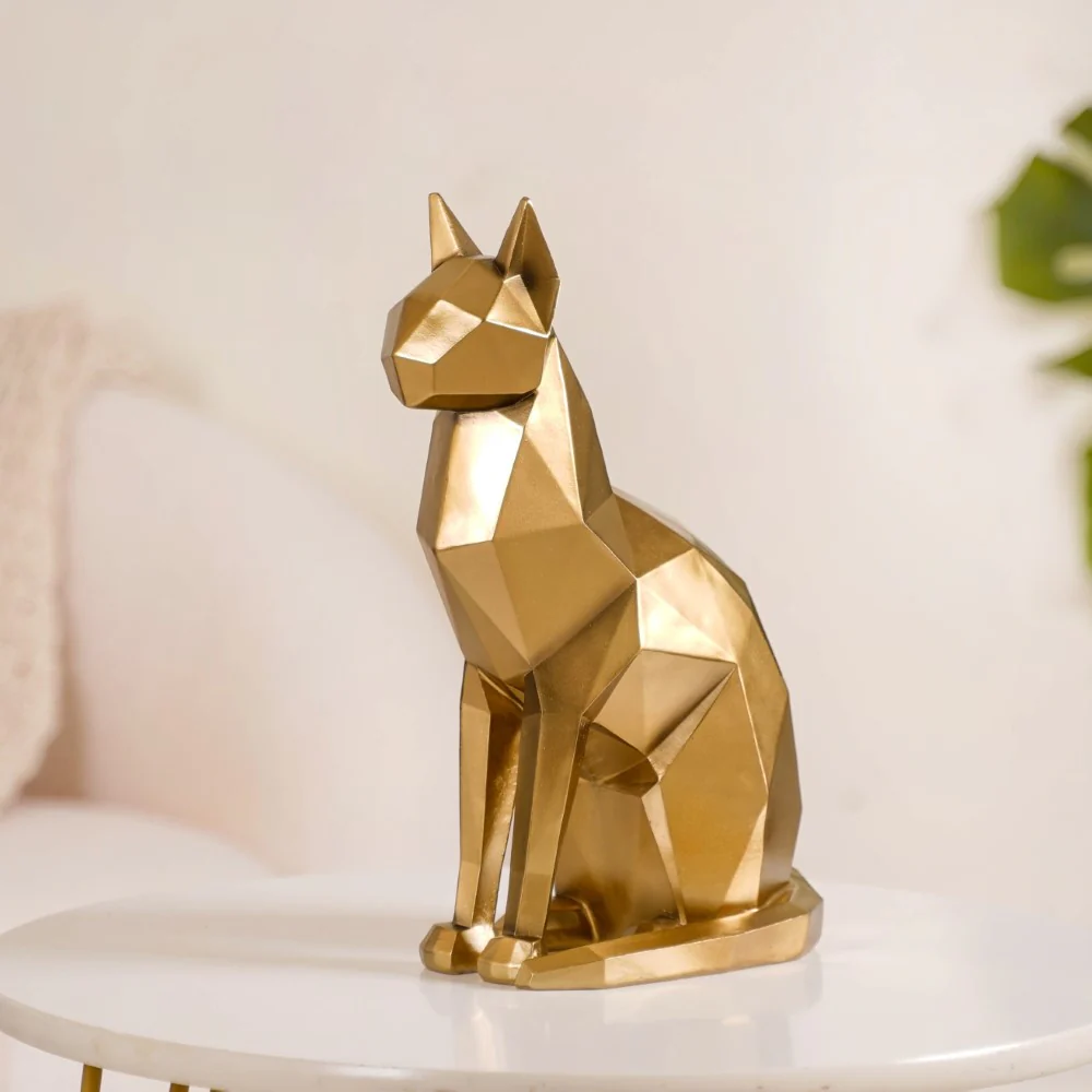 Cat Sculpture Gold For Home Decor - Image 11