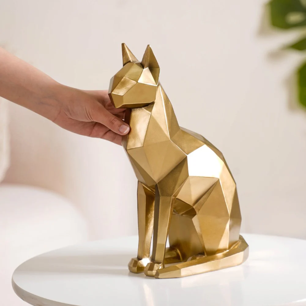Cat Sculpture Gold For Home Decor - Image 3