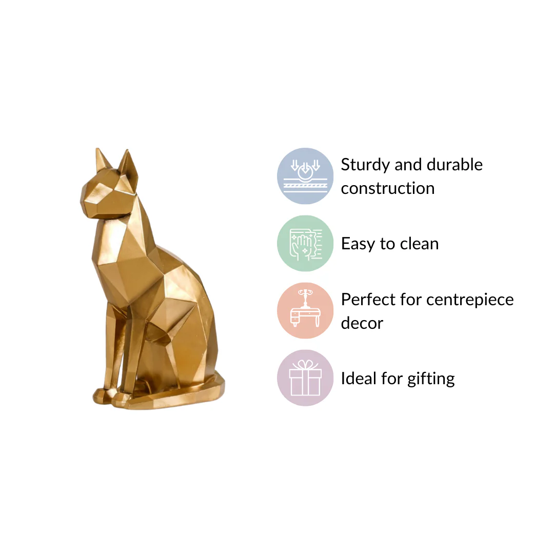 Cat Sculpture Gold For Home Decor - Image 6