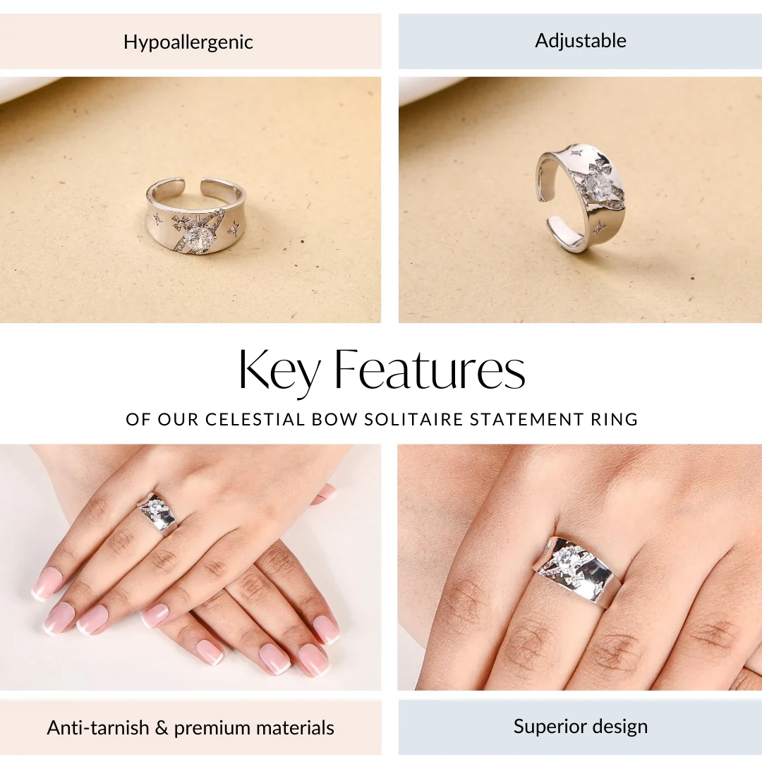 Celestial Bow Solitaire Statement Ring - Image 4