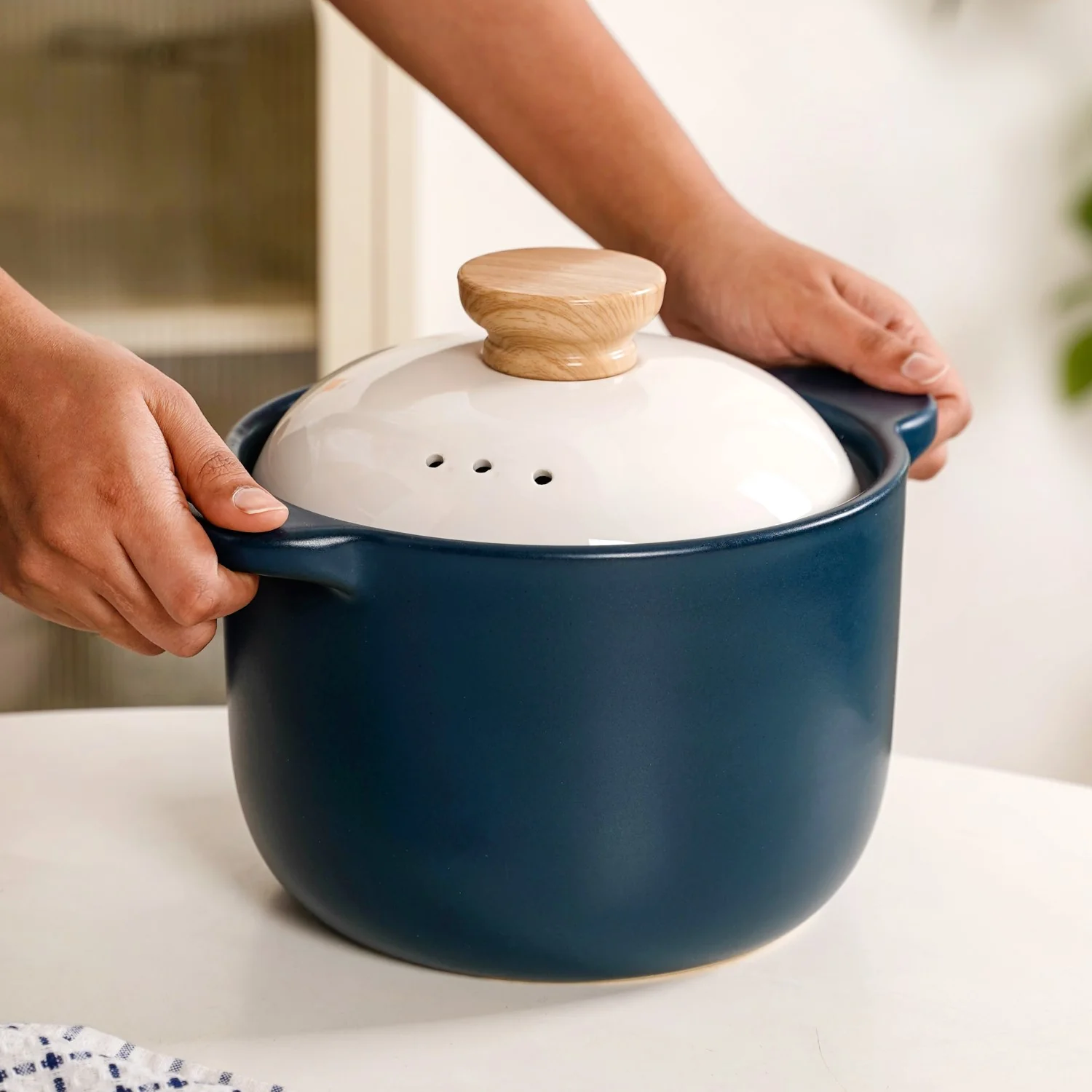 Cera Deep Ceramic Stew Pot Teal 3700ml - Image 2