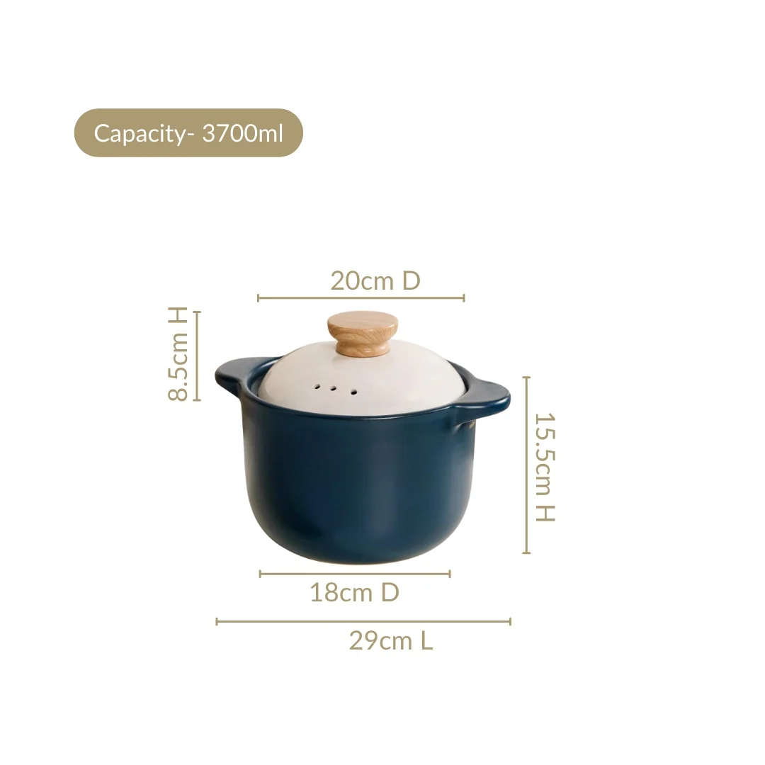 Cera Deep Ceramic Stew Pot Teal 3700ml - Image 3