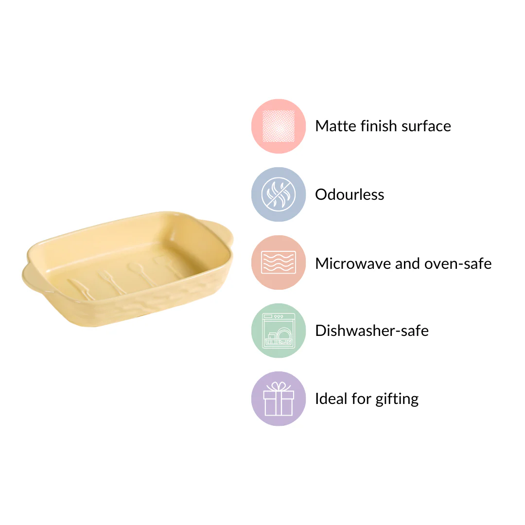Ceramic Baking Dish With Handle Yellow 650 ml - Image 6