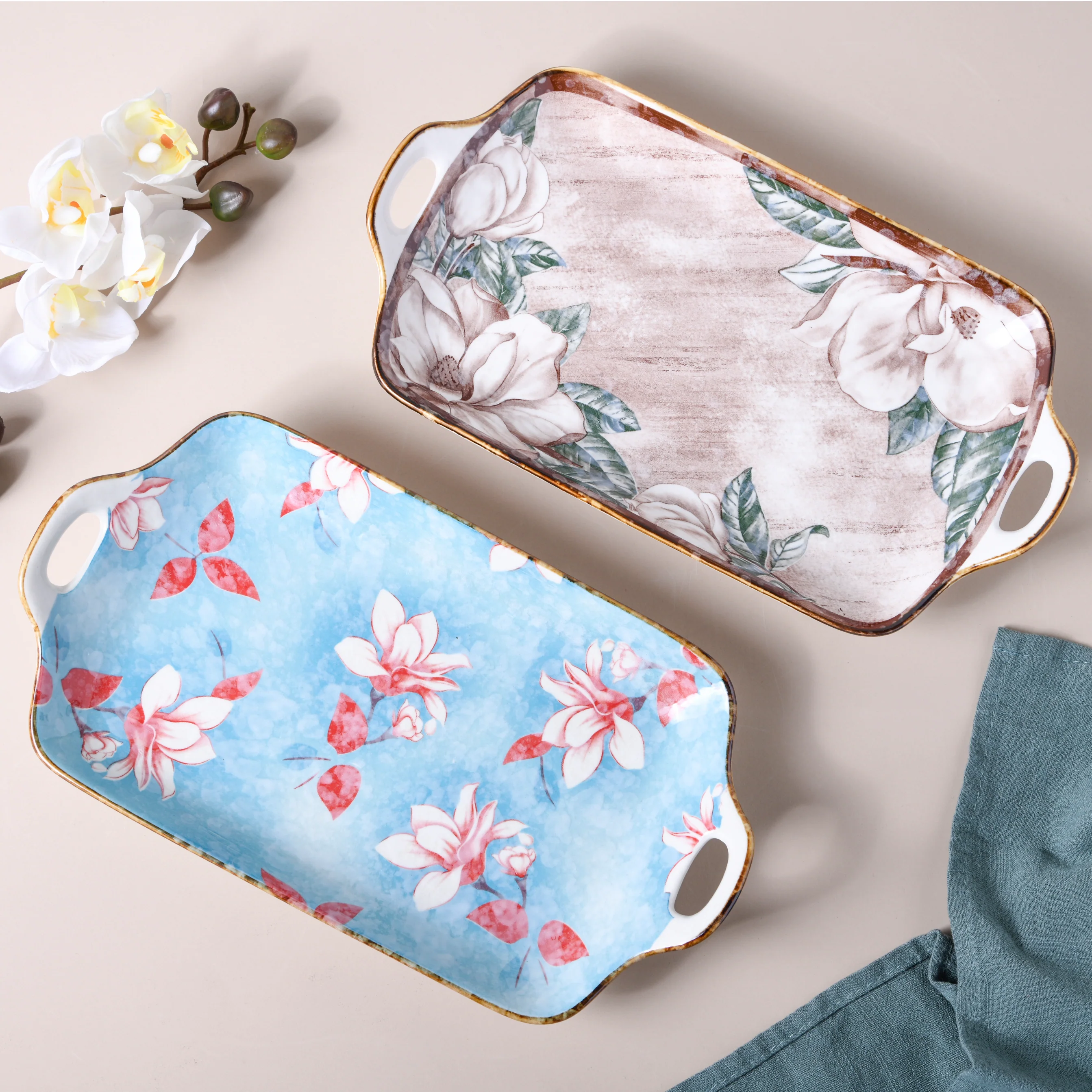 Ceramic Floral Tray - Image 2