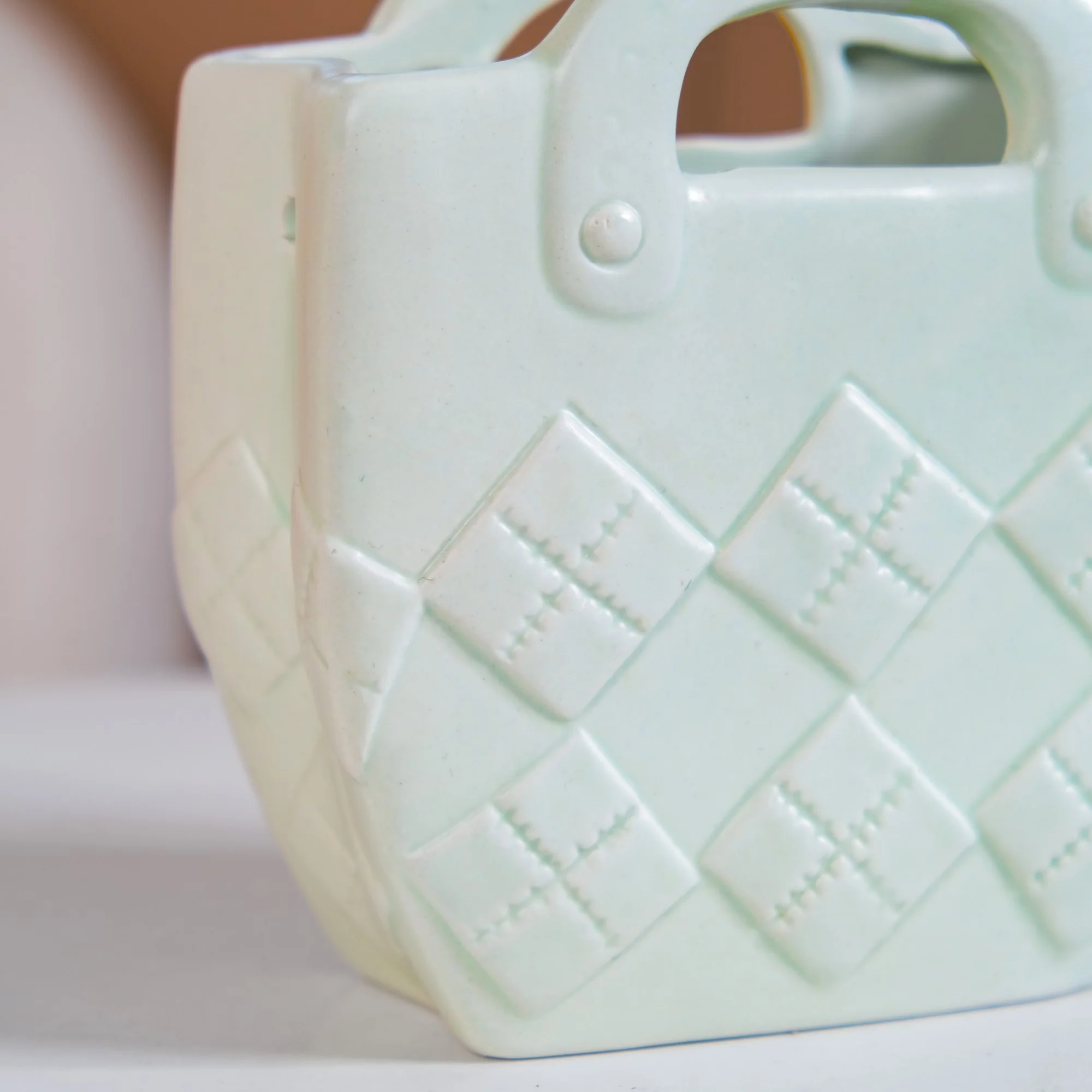 Ceramic Handbag Mini Vase For Home Decoration Mint Green - Image 12