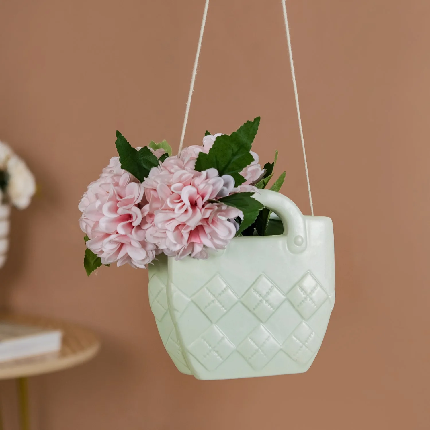 Ceramic Handbag Mini Vase For Home Decoration Mint Green - Image 3