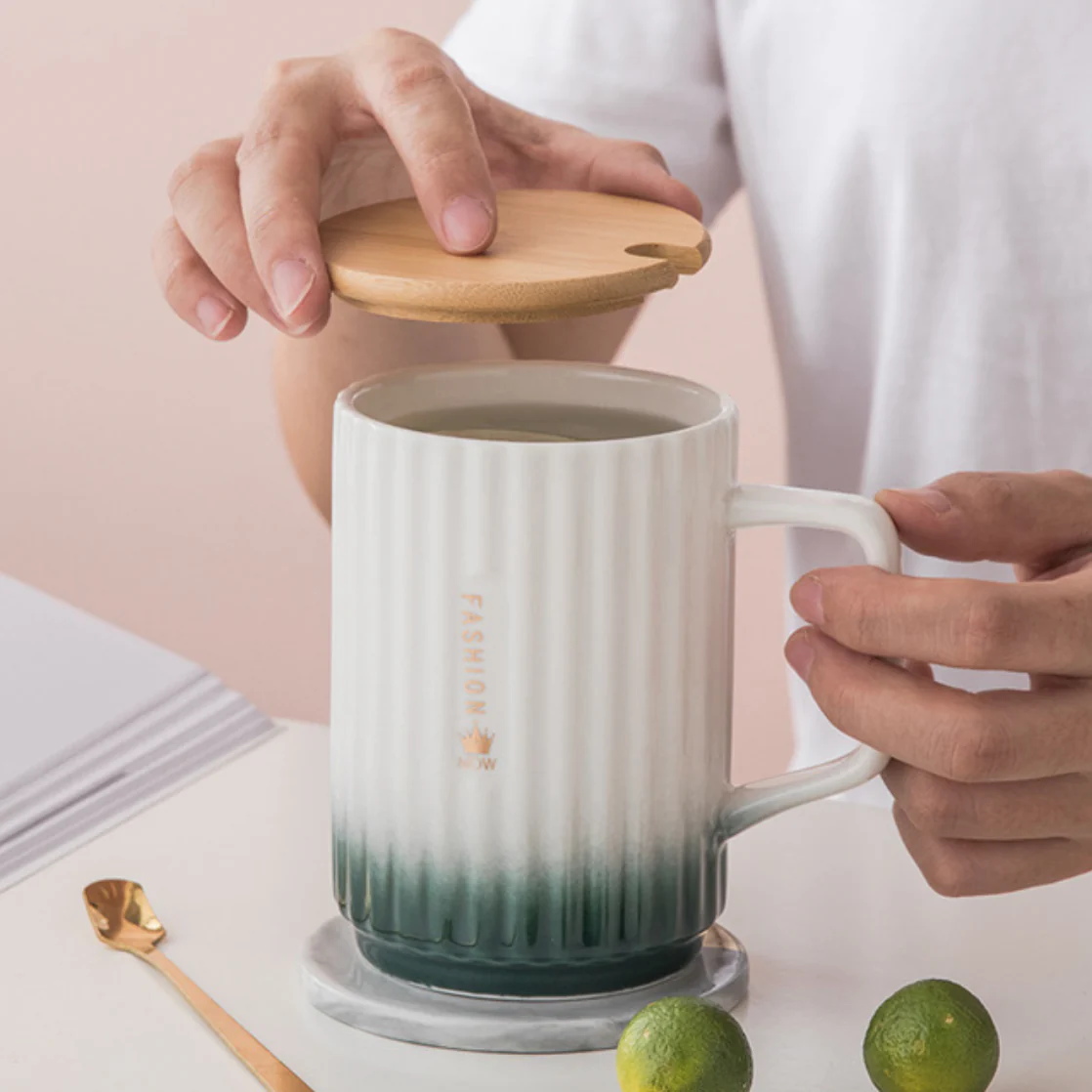 Ceramic Mug with Lid and Spoon - Image 5