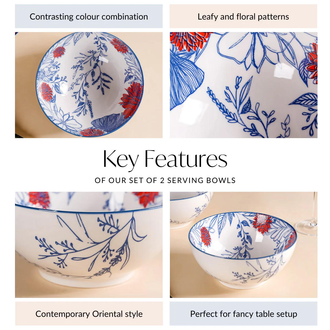 Ceramic Oriental Elegance Serving Bowl Set Of 2 1650ml - Image 5