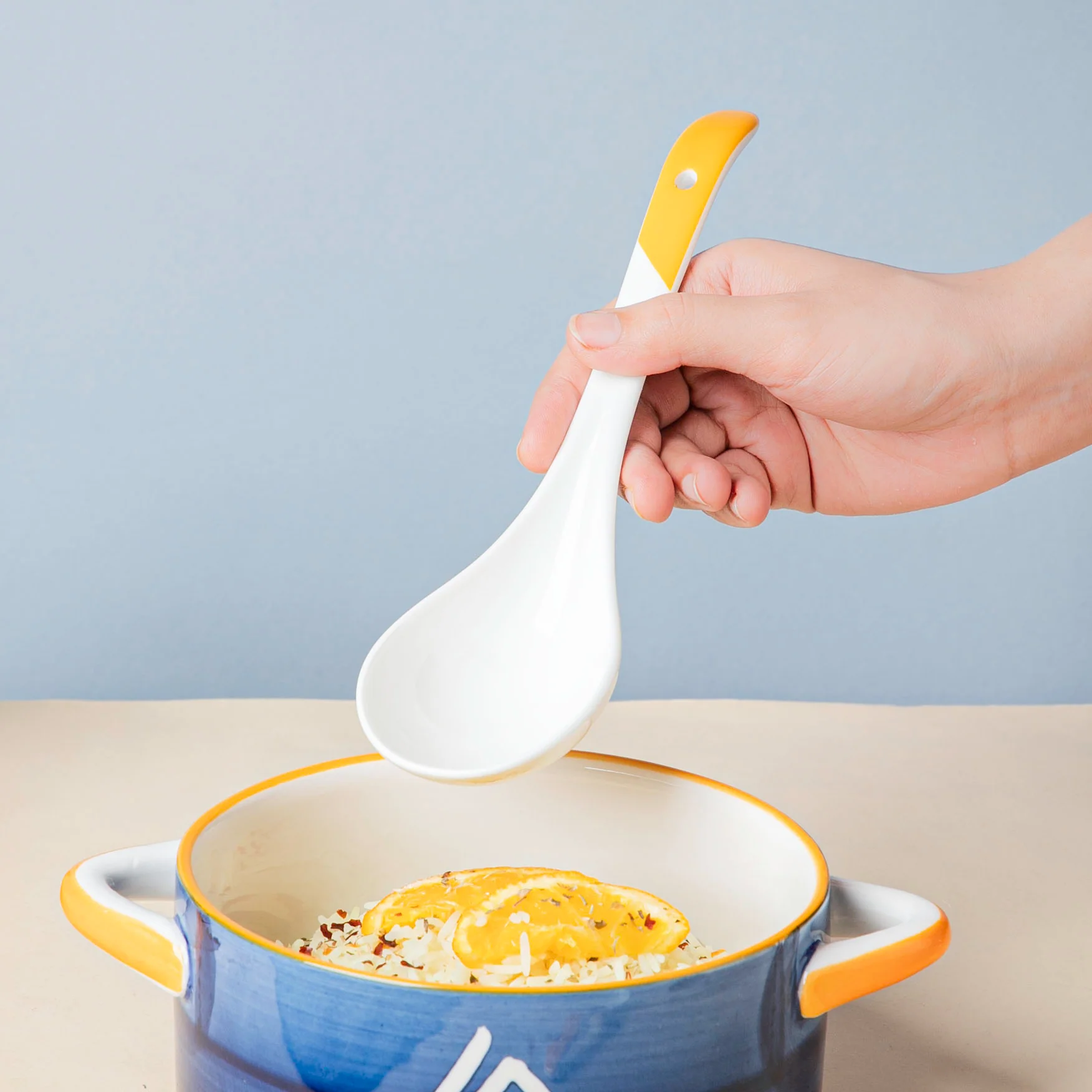Ceramic Serving Spoon White And Yellow - Image 2