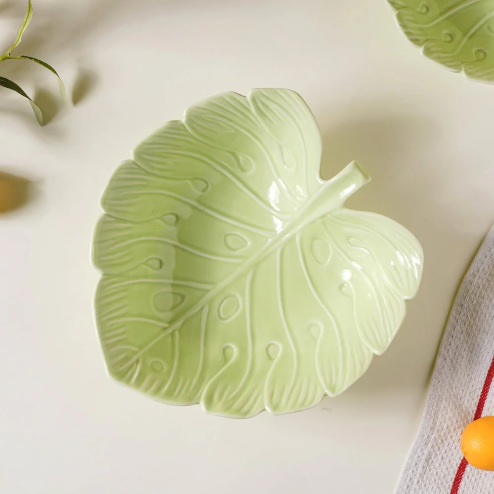 Ceramic Taro Leaf Serving Bowl Light Green 700 ml - Image 2