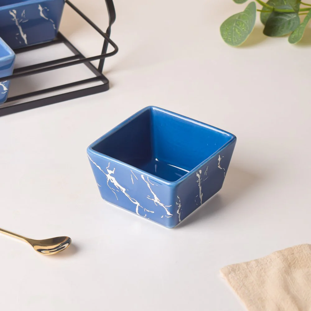 Cerulean Silver Ceramic Bowls Tray Set Of 5 200ml - Image 7