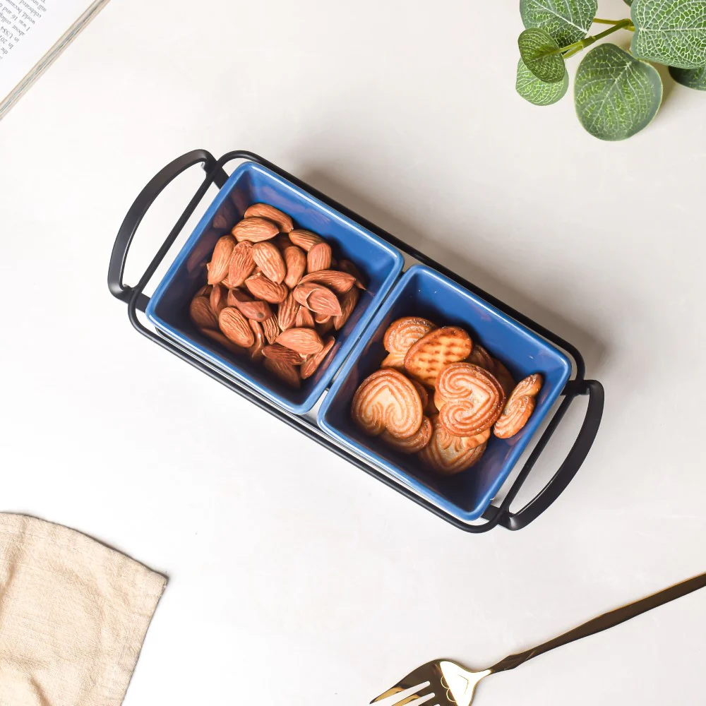 Cerulean Silver Marble Ceramic Bowls Tray Set Of 3 200ml - Image 6