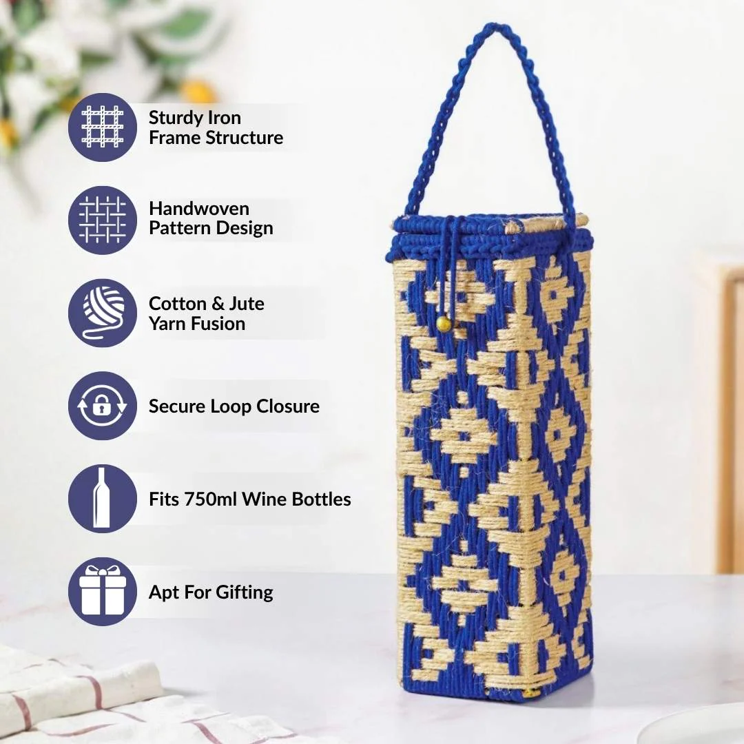 Champagne Bottle Holder Basket Blue - Image 2